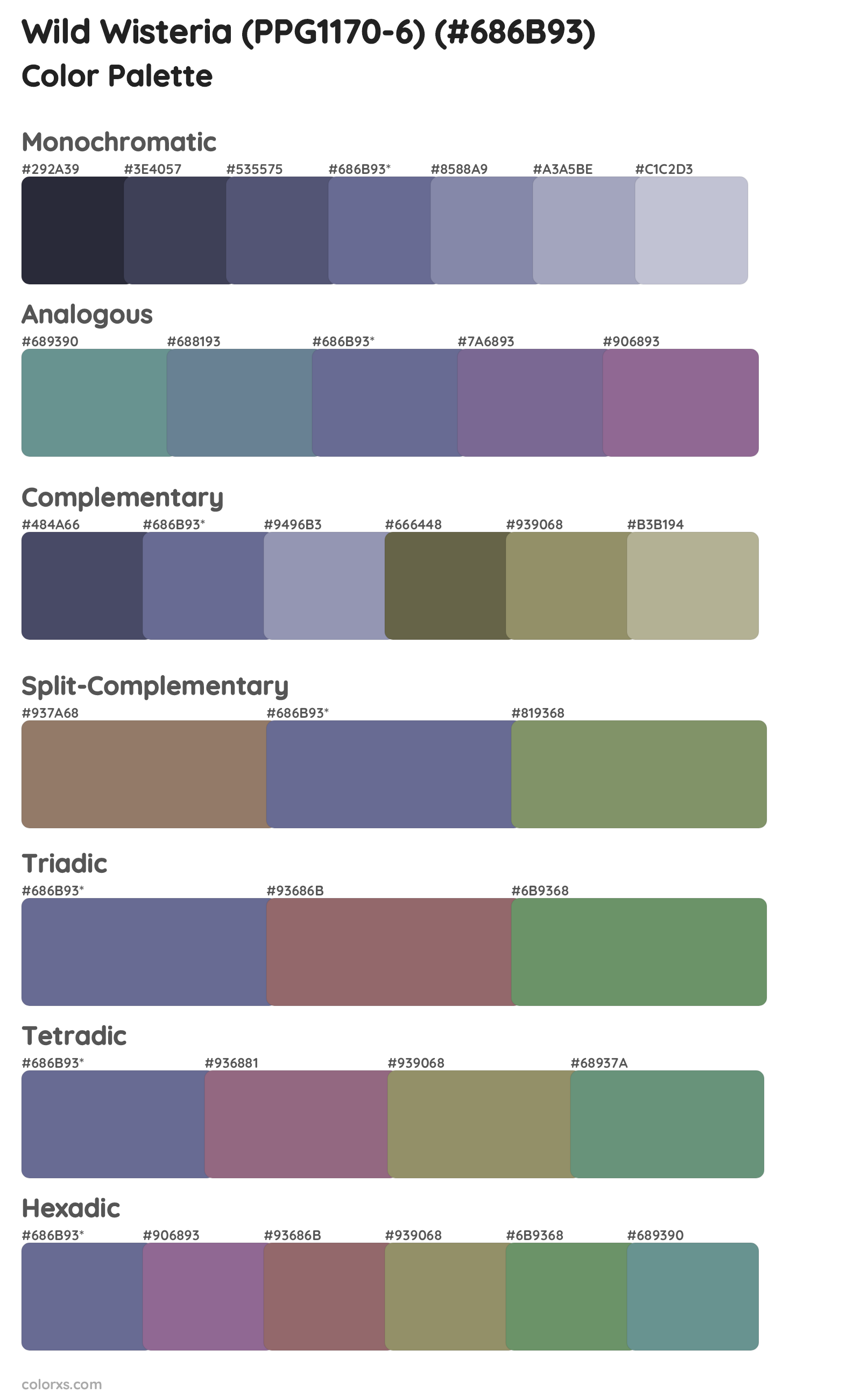 Wild Wisteria (PPG1170-6) Color Scheme Palettes