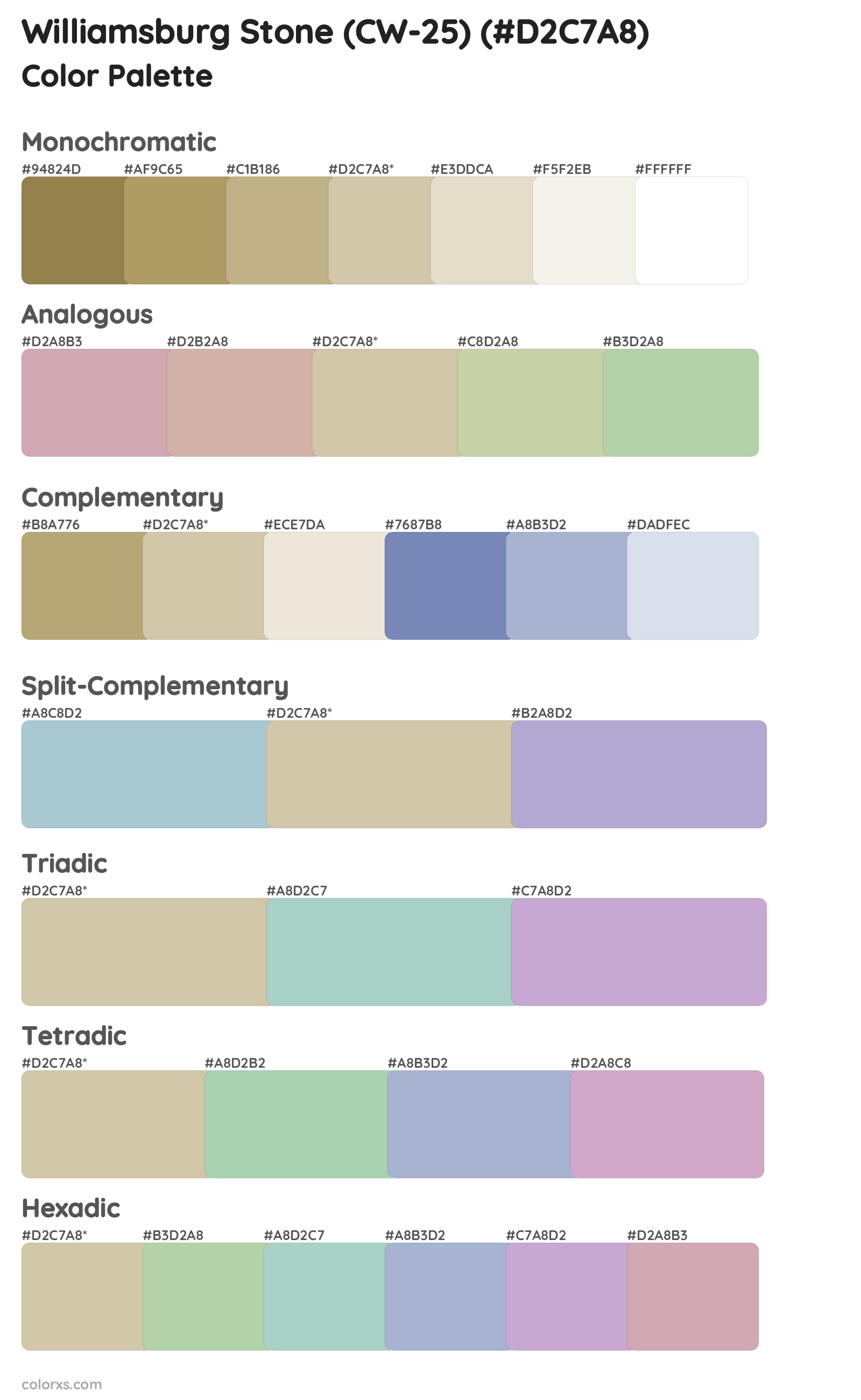 Williamsburg Stone (CW-25) Color Scheme Palettes