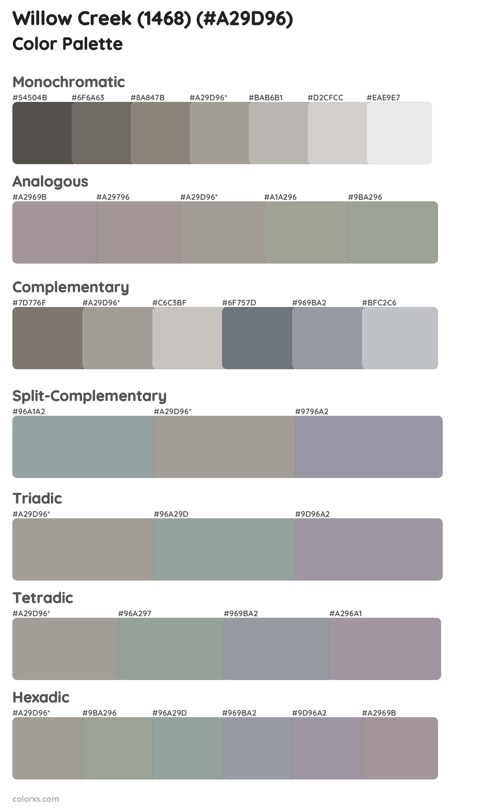 Willow Creek (1468) Color Scheme Palettes