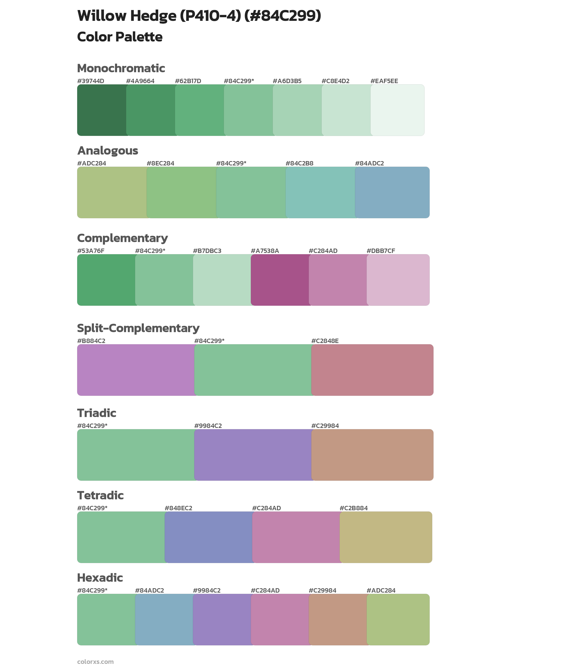 Willow Hedge (P410-4) Color Scheme Palettes
