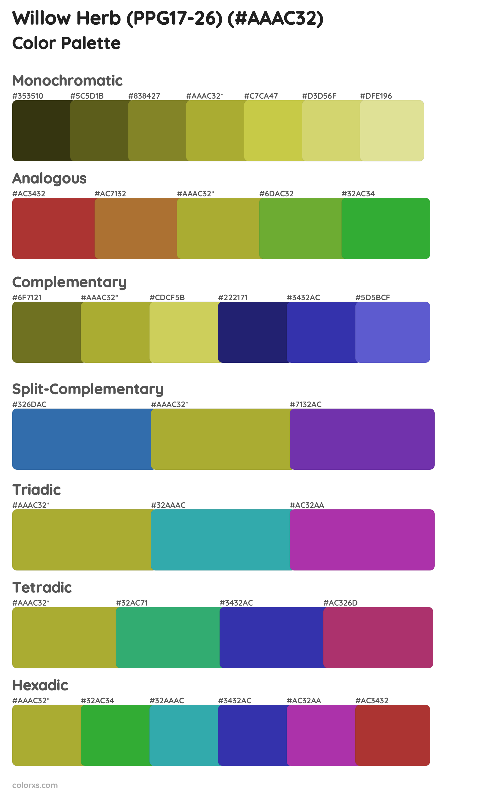 Willow Herb (PPG17-26) Color Scheme Palettes