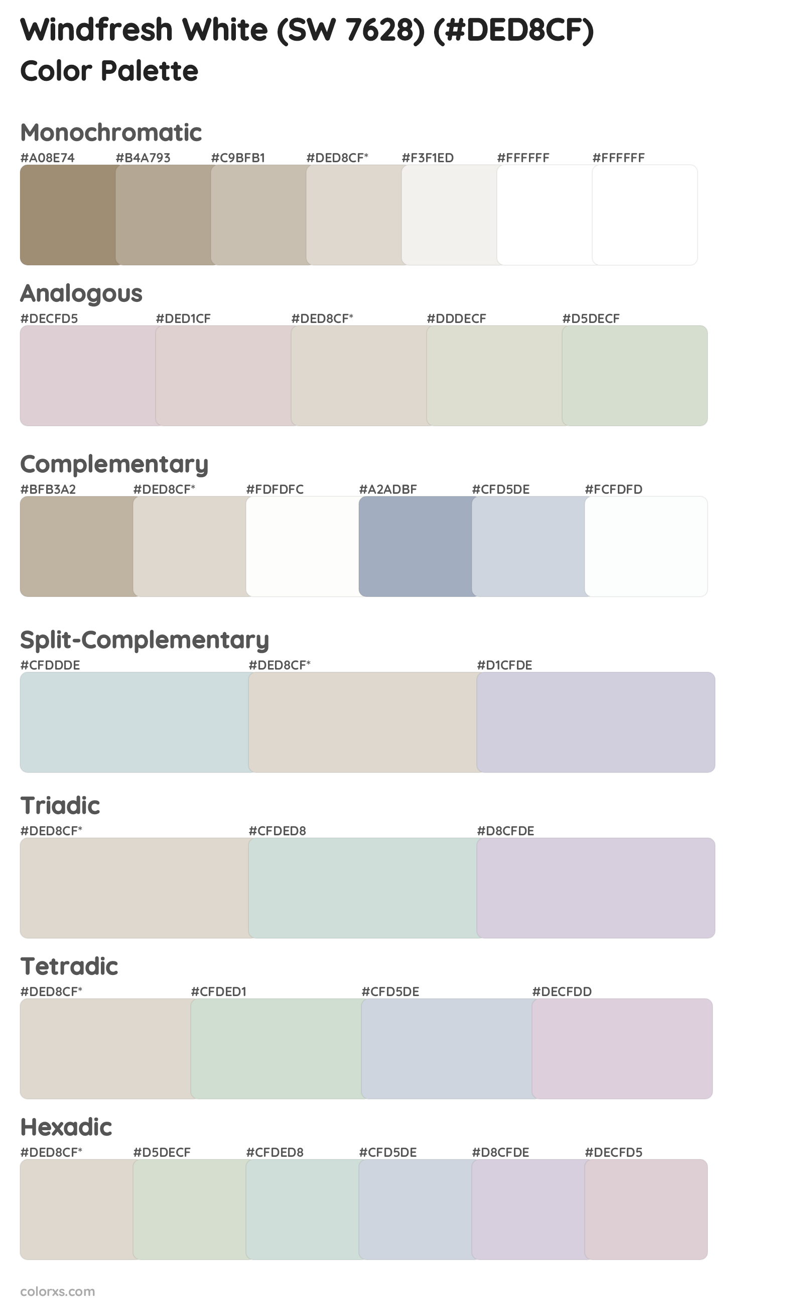 Windfresh White (SW 7628) Color Scheme Palettes