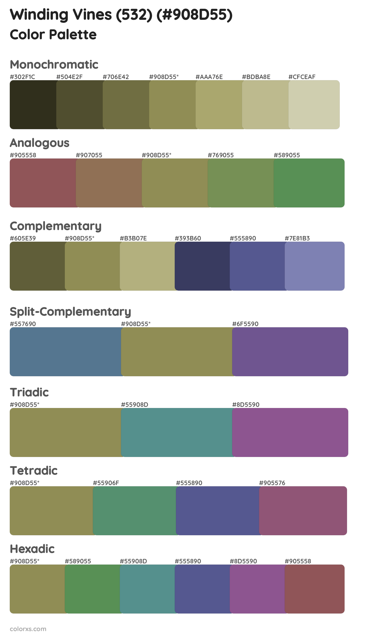 Winding Vines (532) Color Scheme Palettes