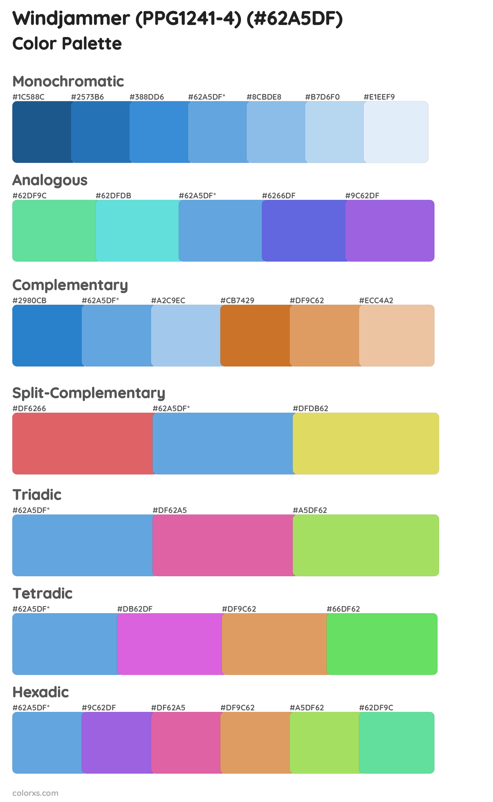 Windjammer (PPG1241-4) Color Scheme Palettes