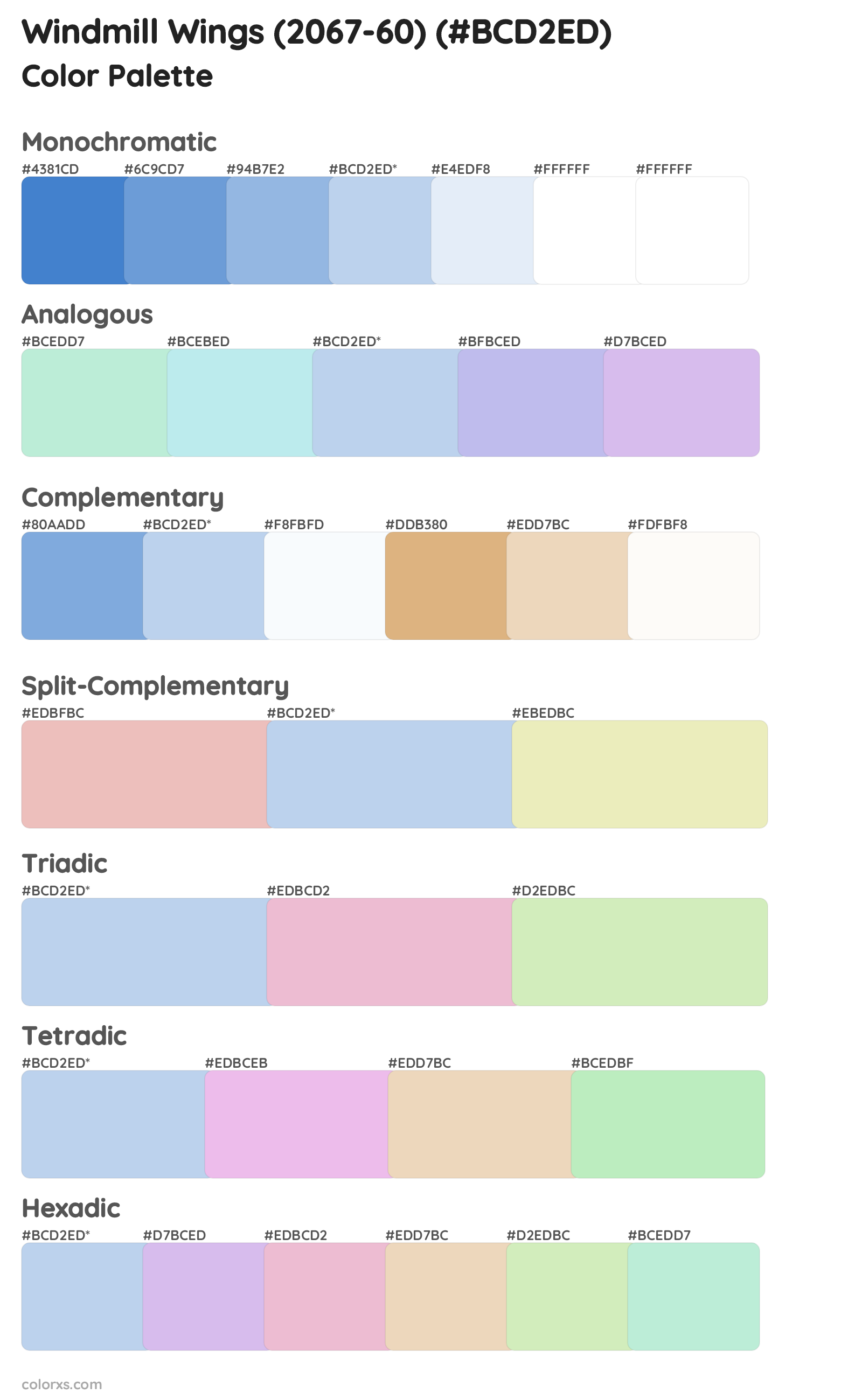 Windmill Wings (2067-60) Color Scheme Palettes