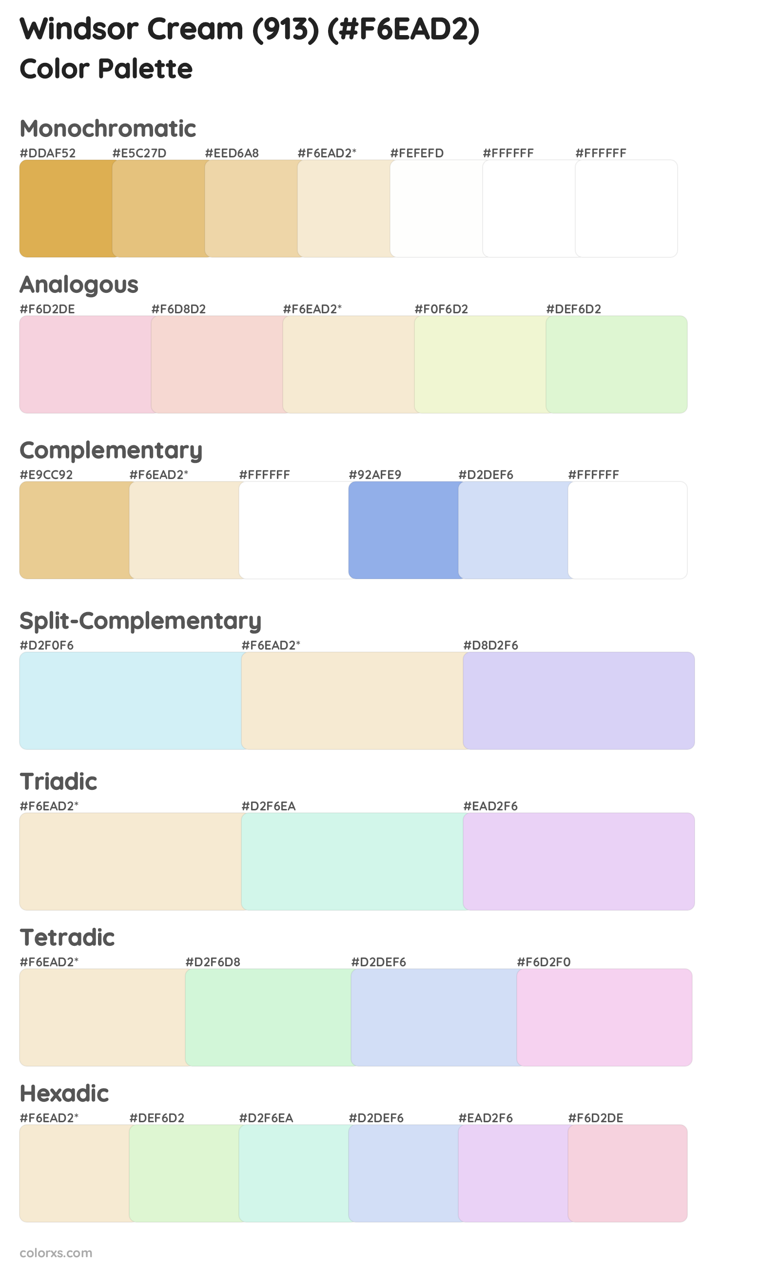 Windsor Cream (913) Color Scheme Palettes