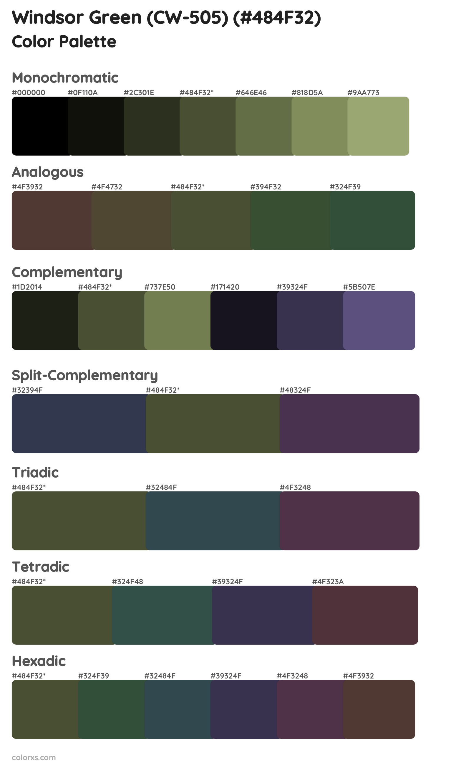 Windsor Green (CW-505) Color Scheme Palettes