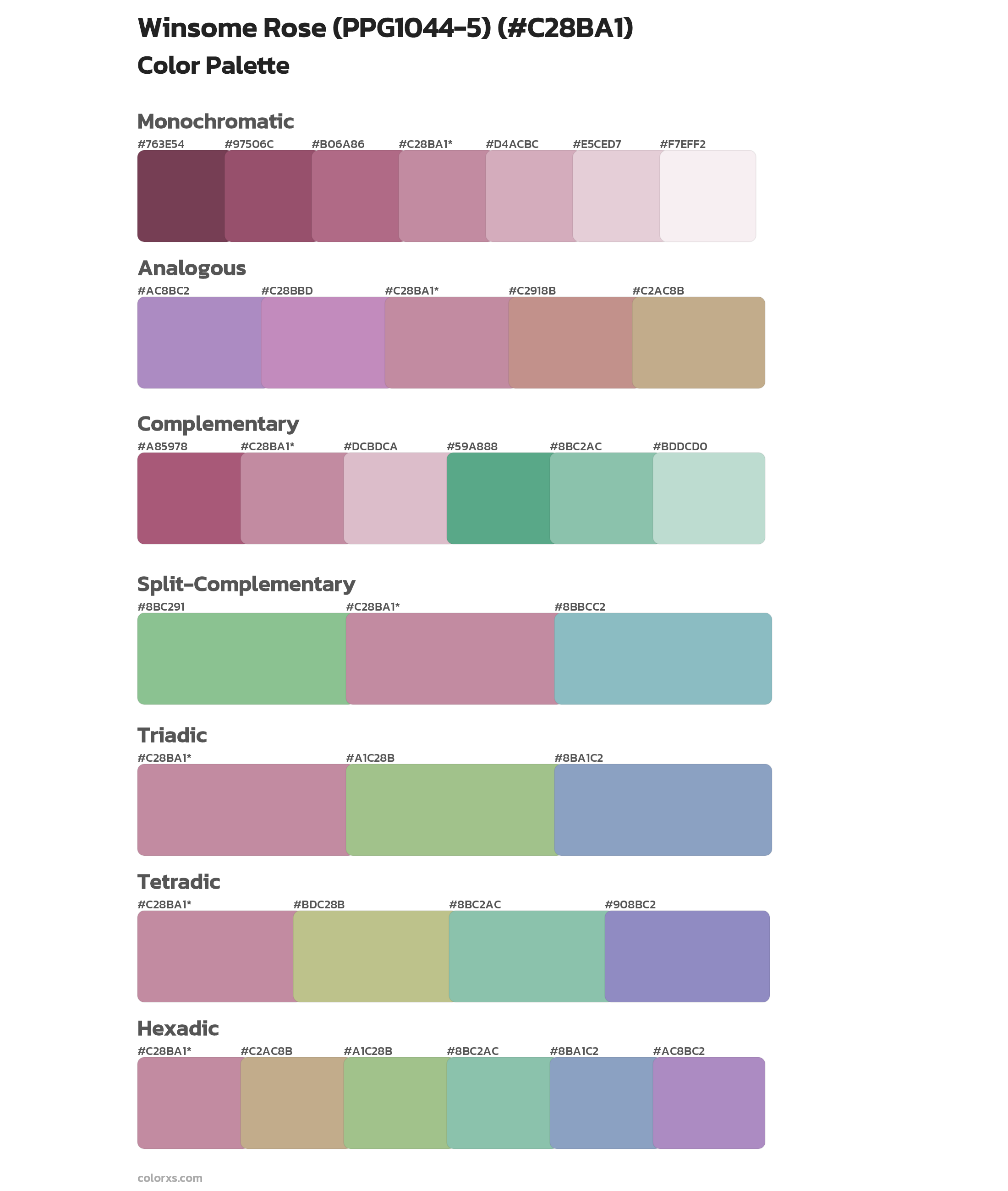 Winsome Rose (PPG1044-5) Color Scheme Palettes
