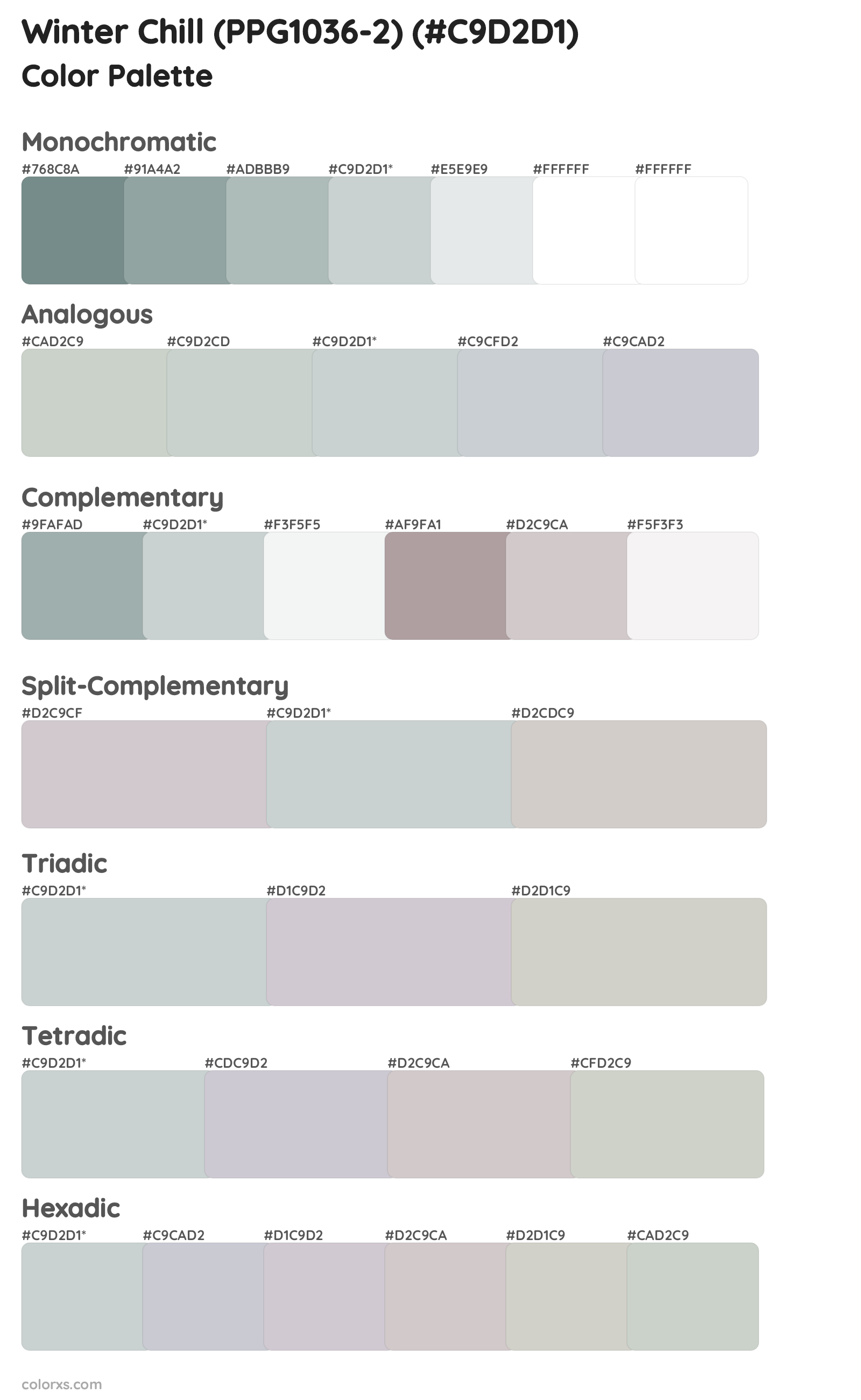 Winter Chill (PPG1036-2) Color Scheme Palettes