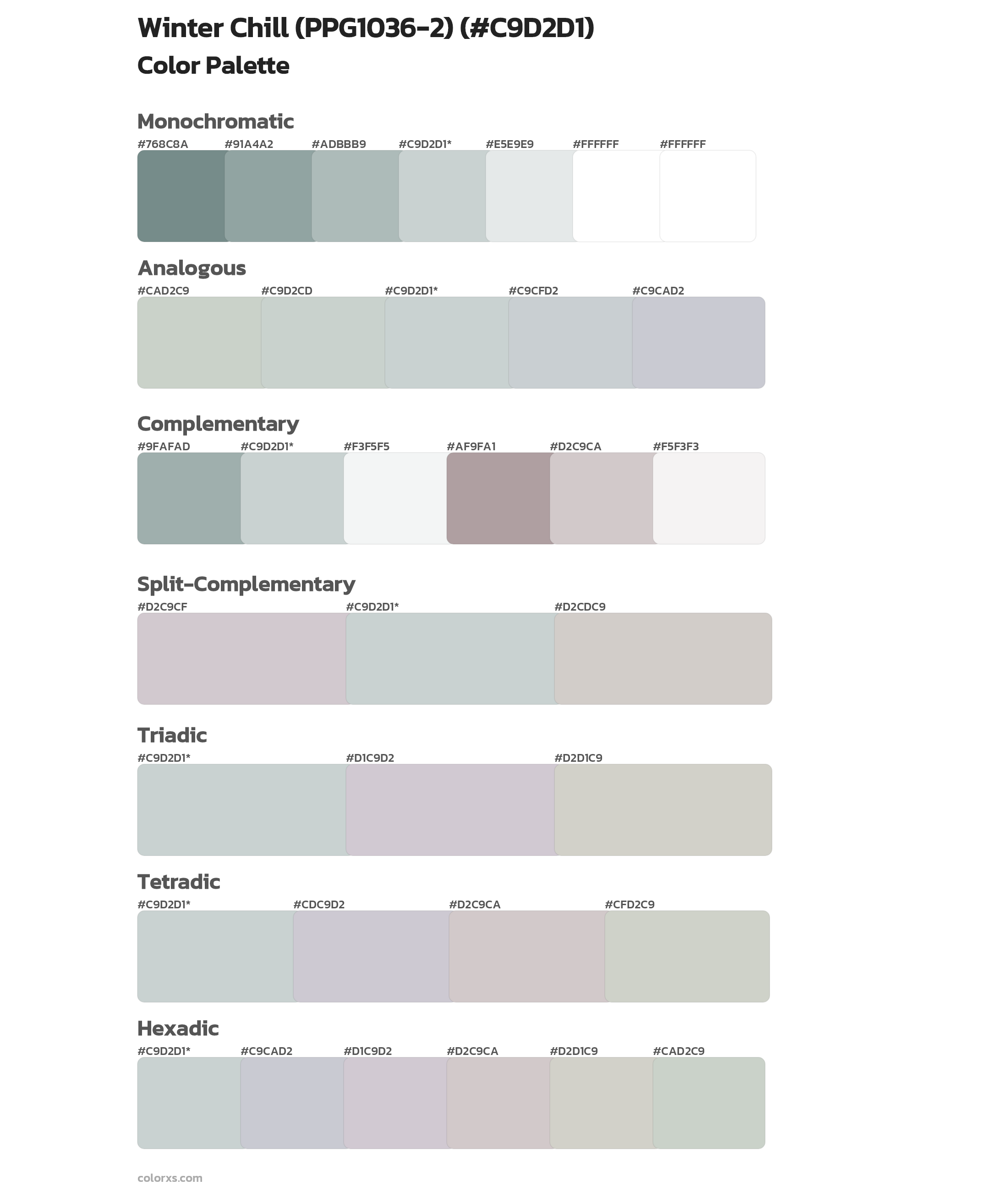 Winter Chill (PPG1036-2) Color Scheme Palettes