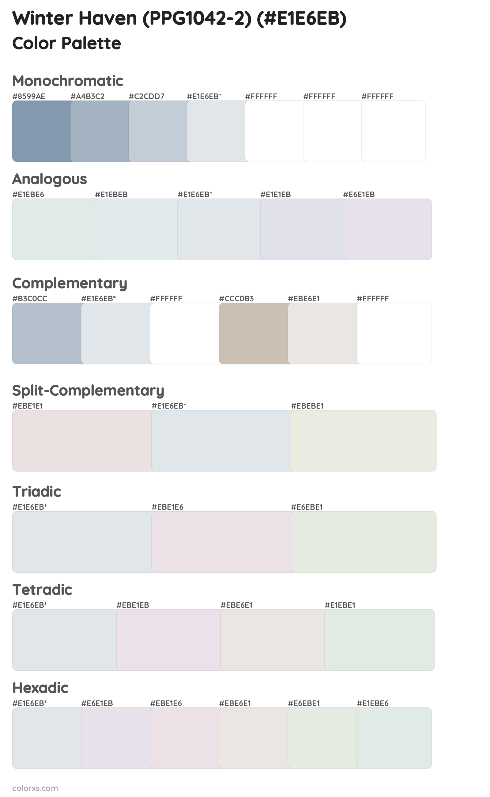 Winter Haven (PPG1042-2) Color Scheme Palettes