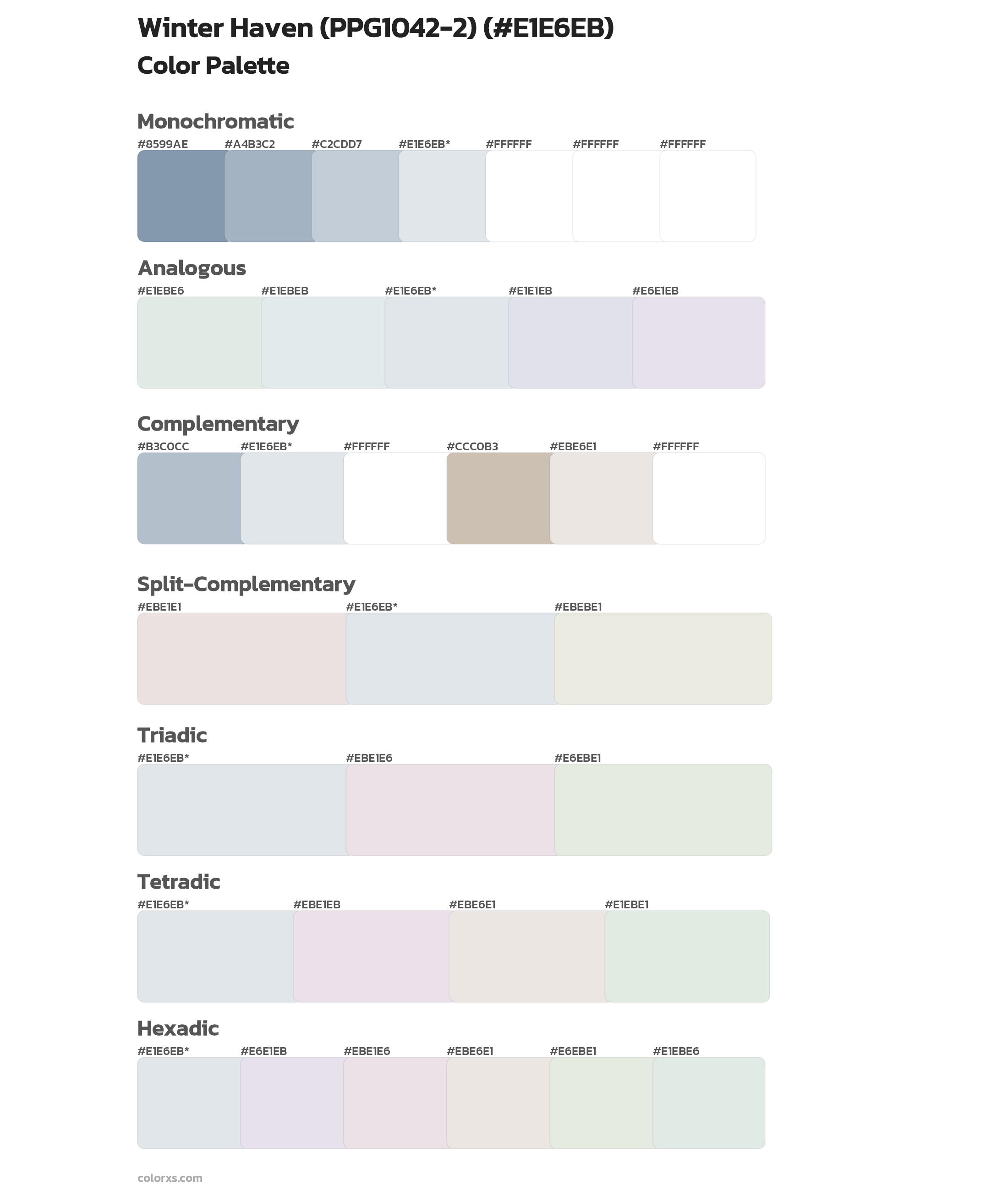 Winter Haven (PPG1042-2) Color Scheme Palettes