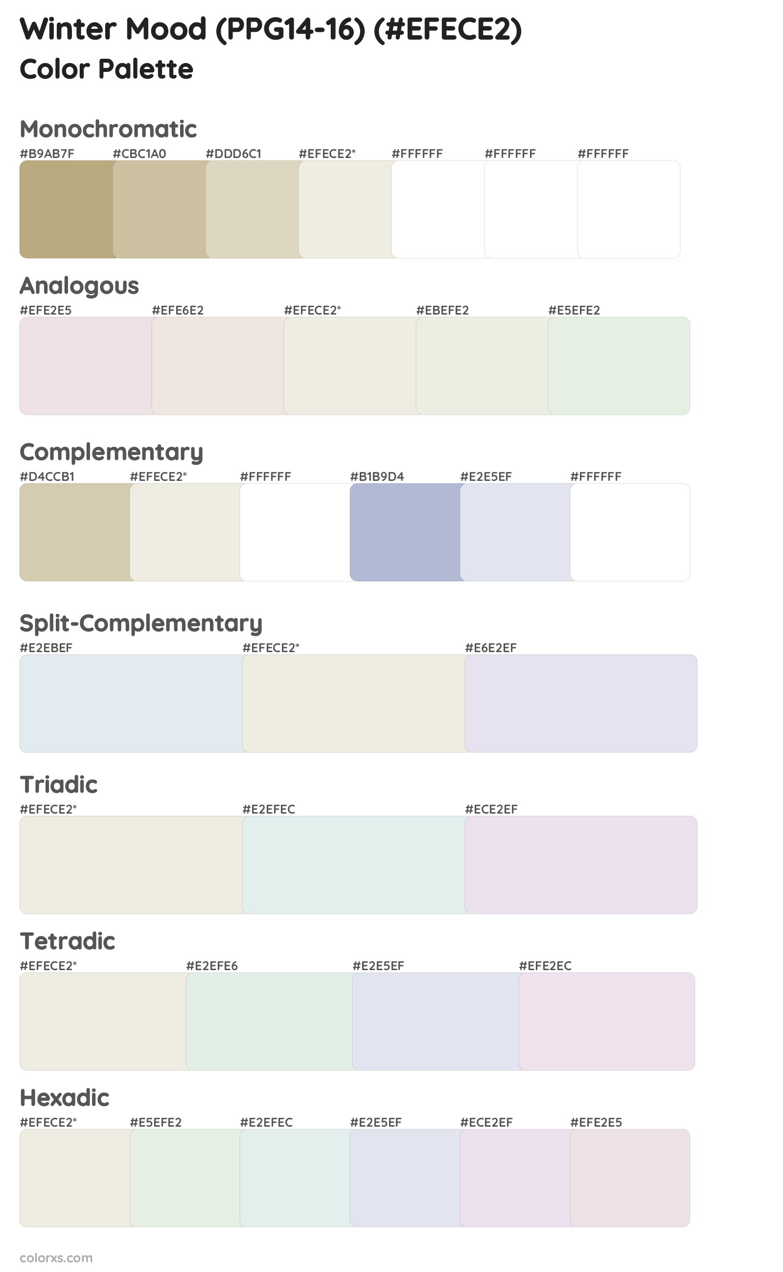 Winter Mood (PPG14-16) Color Scheme Palettes