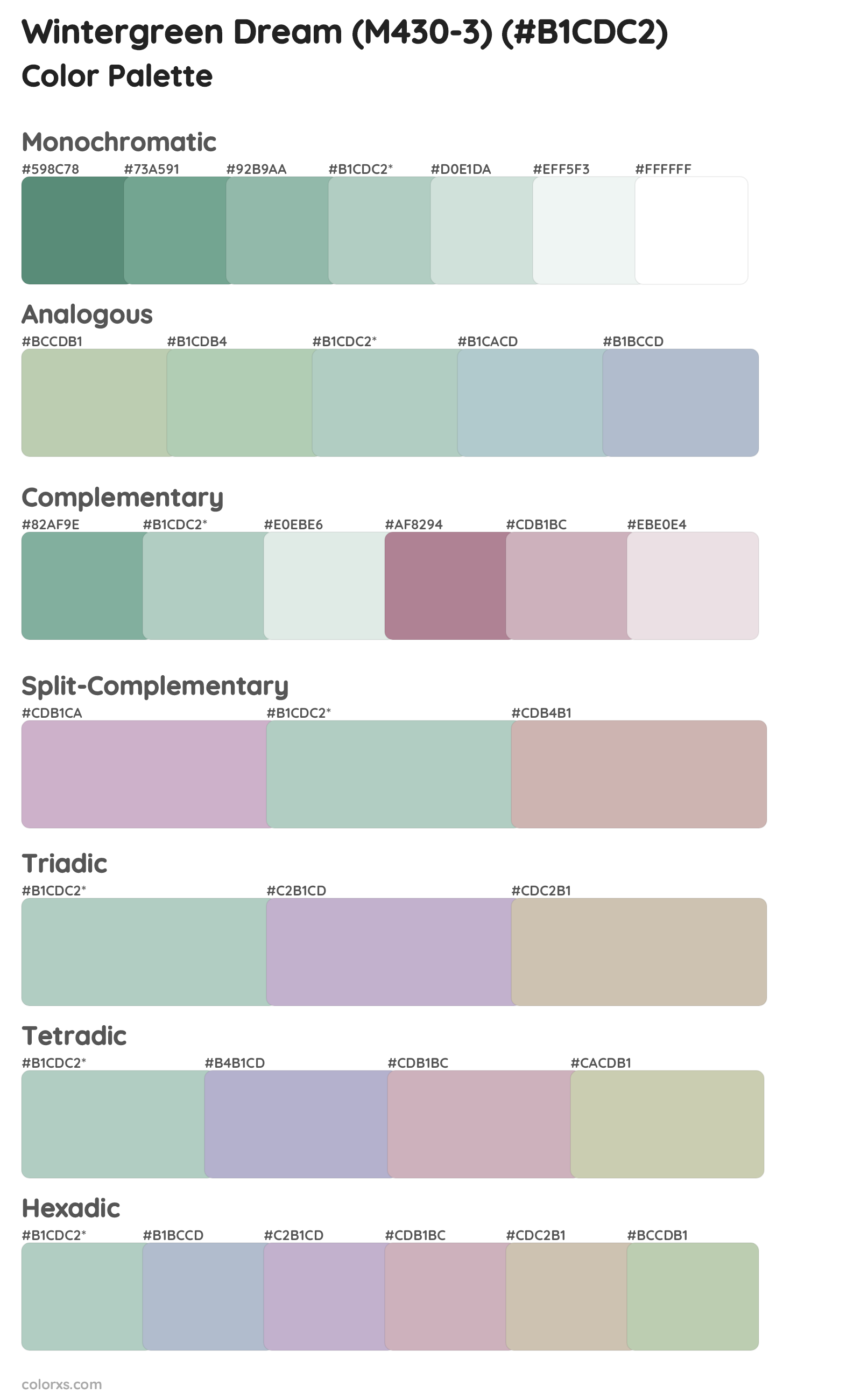 Wintergreen Dream (M430-3) Color Scheme Palettes