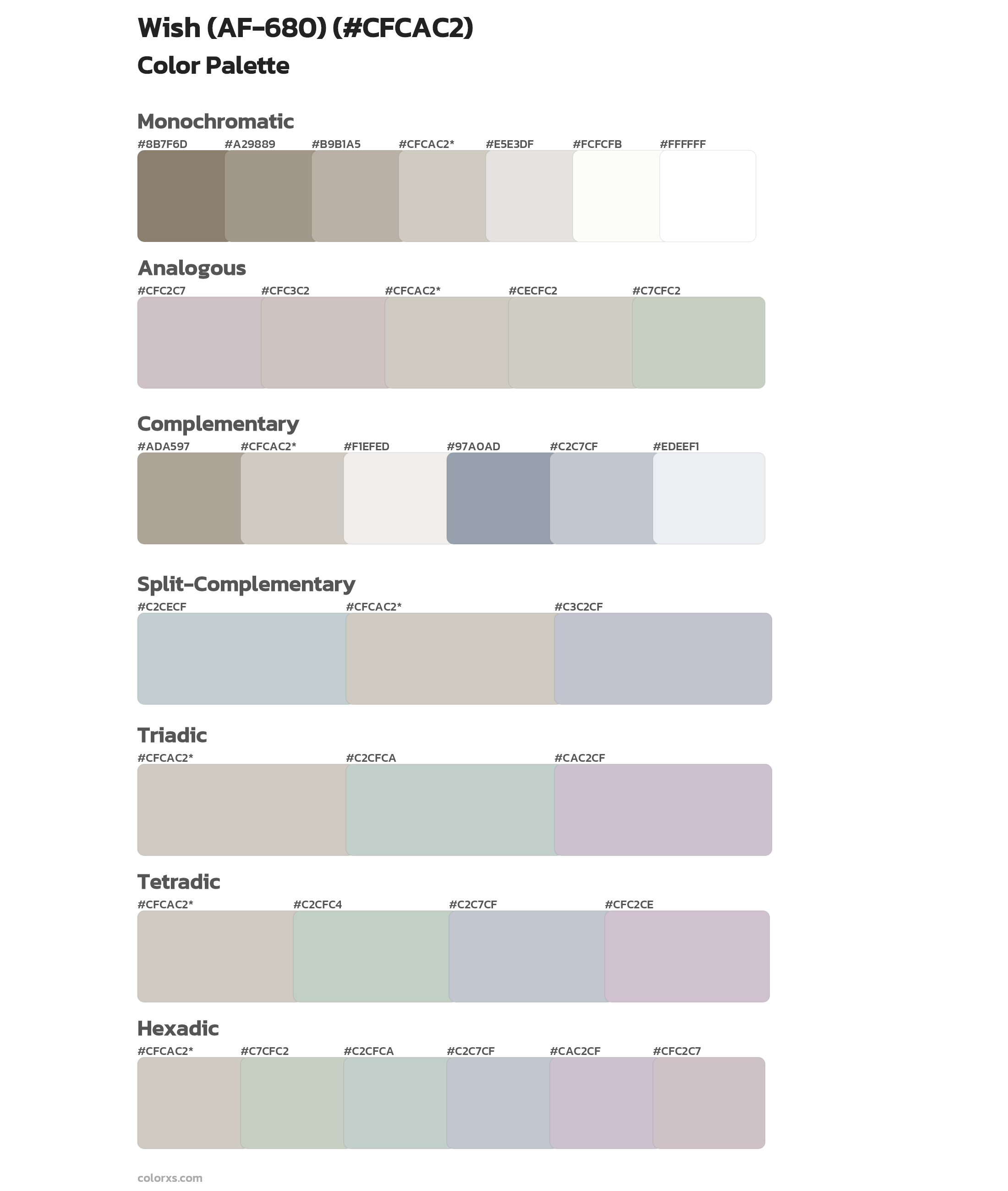 Wish (AF-680) Color Scheme Palettes