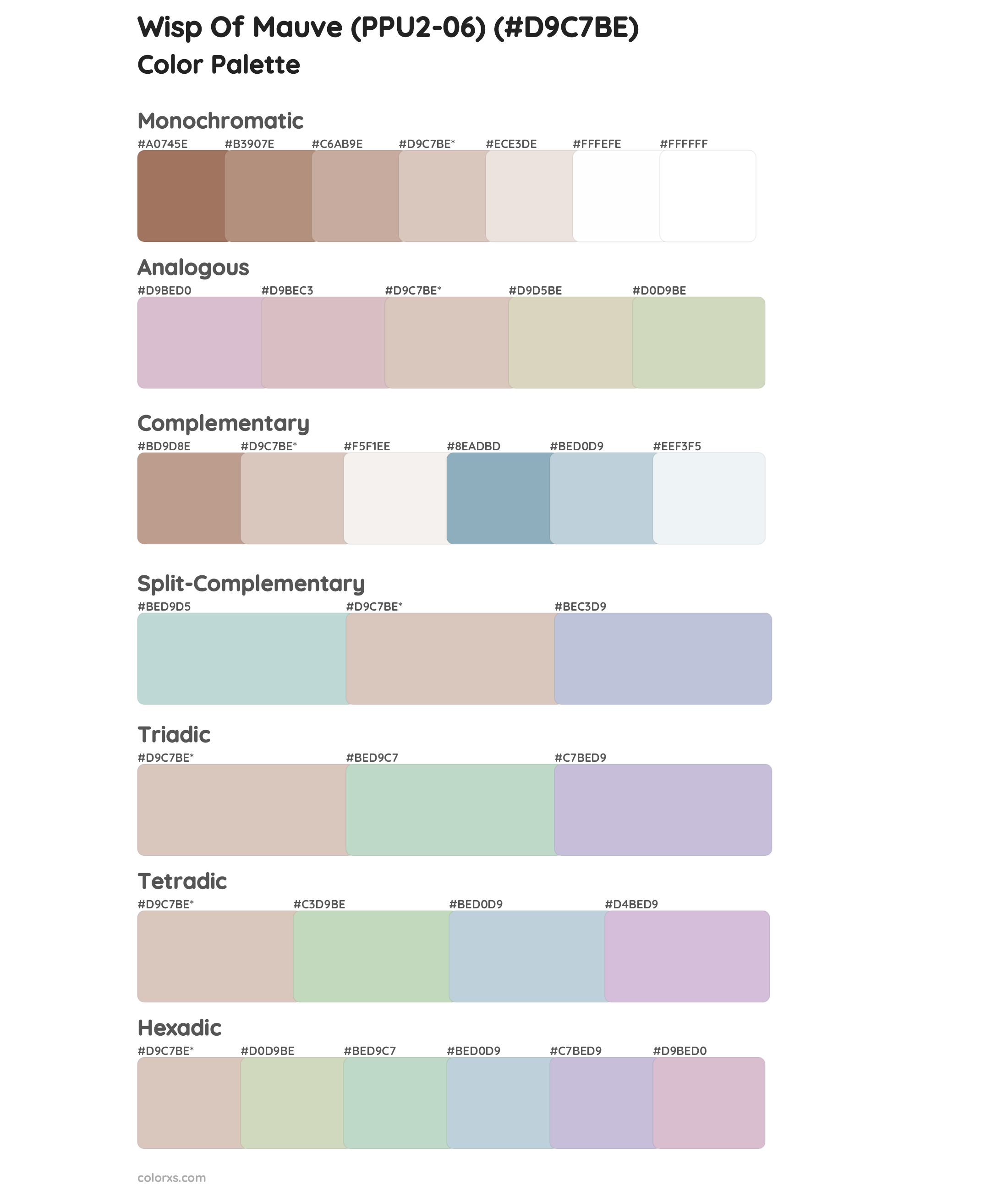 Wisp Of Mauve (PPU2-06) Color Scheme Palettes