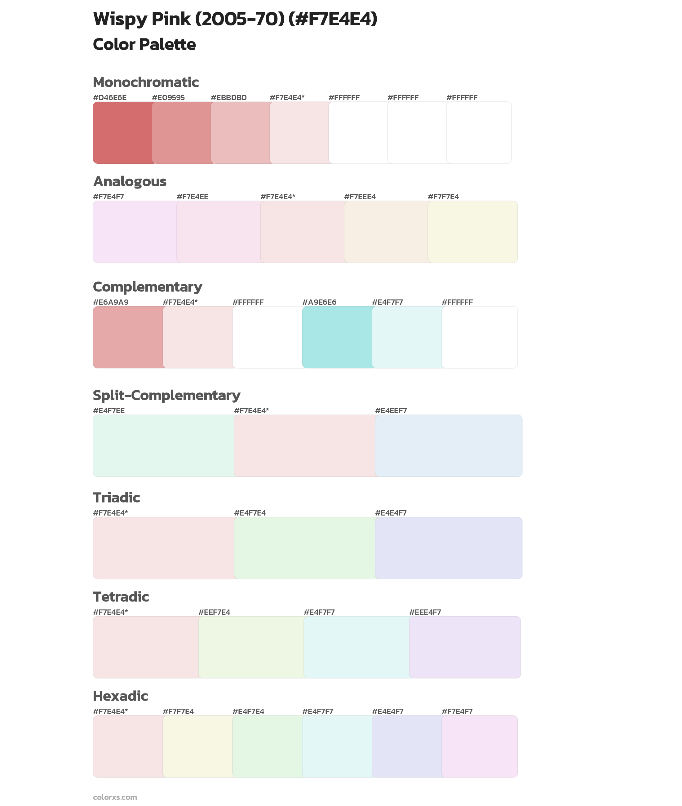 Wispy Pink (2005-70) Color Scheme Palettes