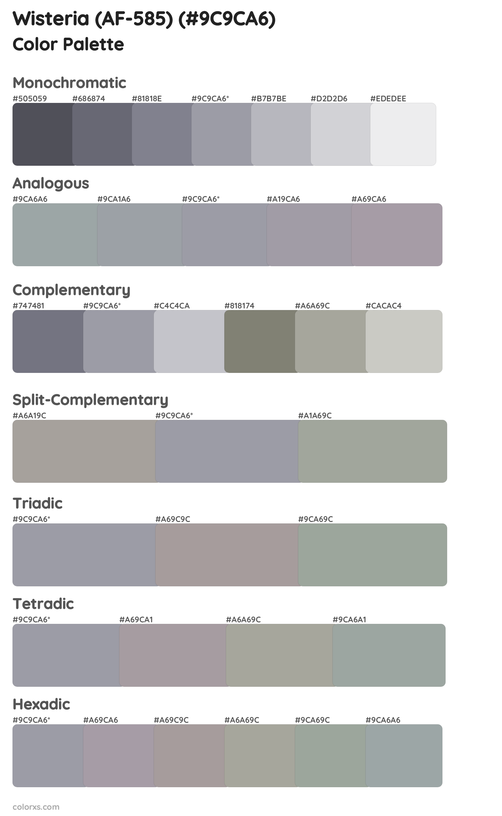 Wisteria (AF-585) Color Scheme Palettes