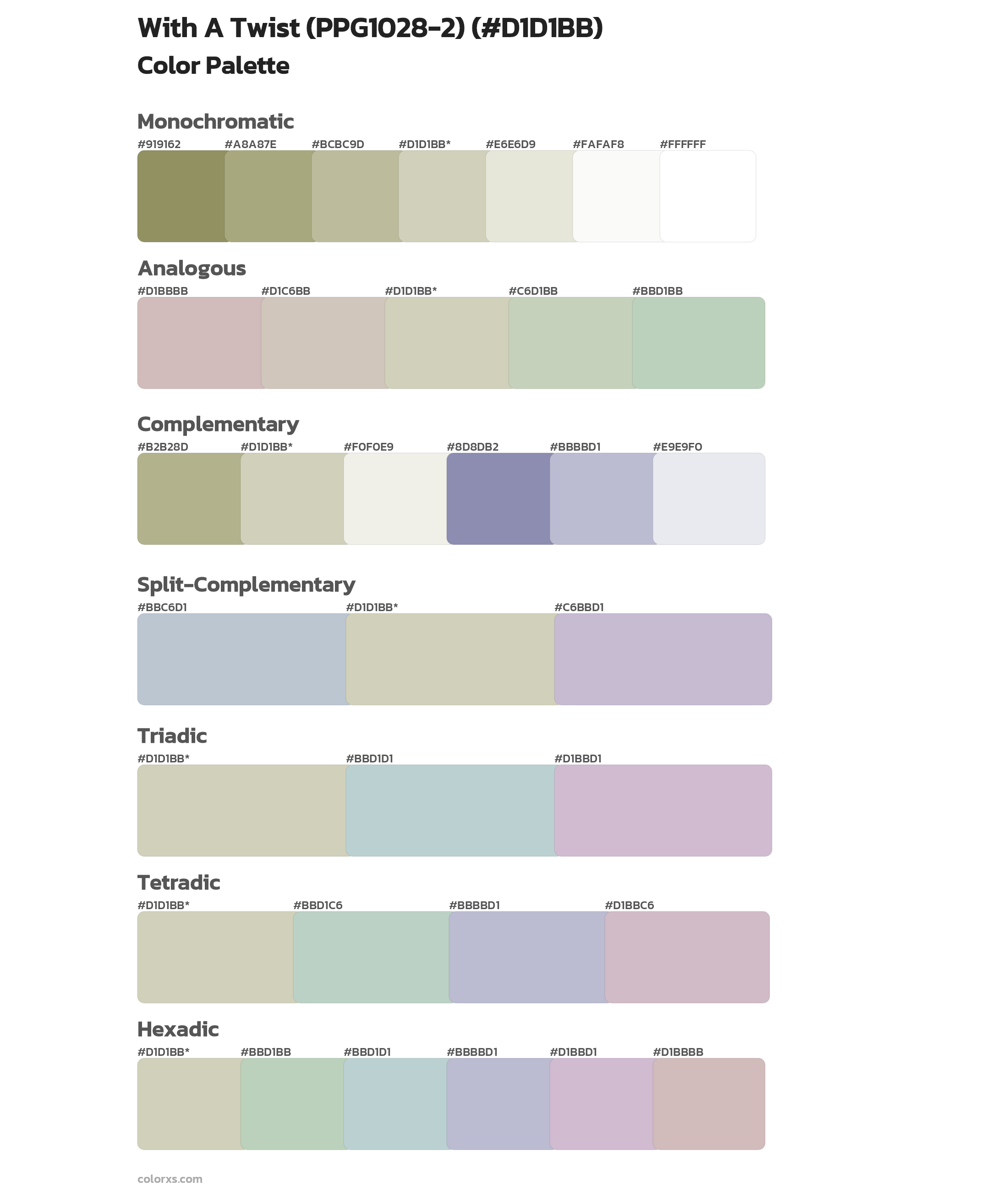 With A Twist (PPG1028-2) Color Scheme Palettes