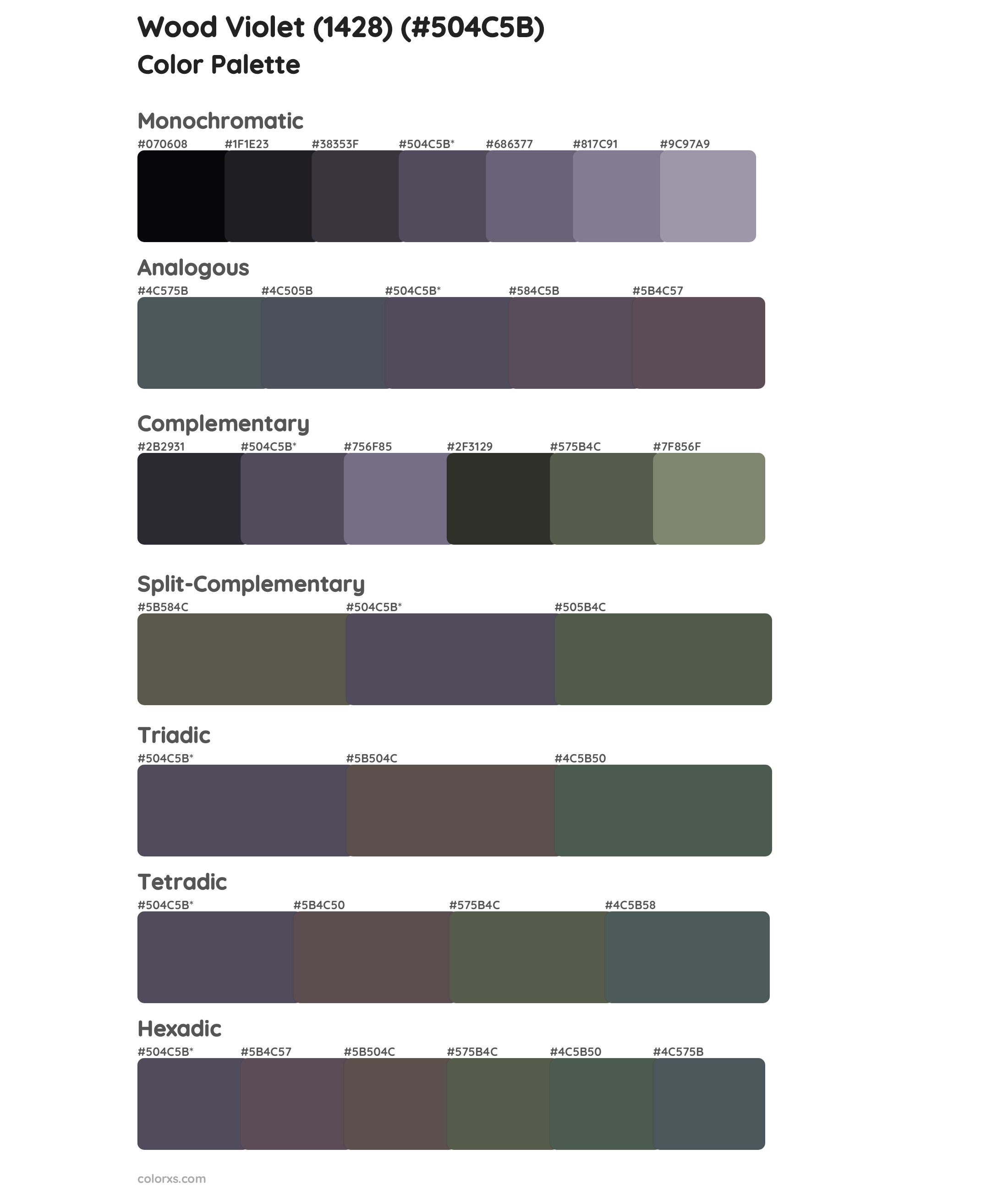 Wood Violet (1428) Color Scheme Palettes