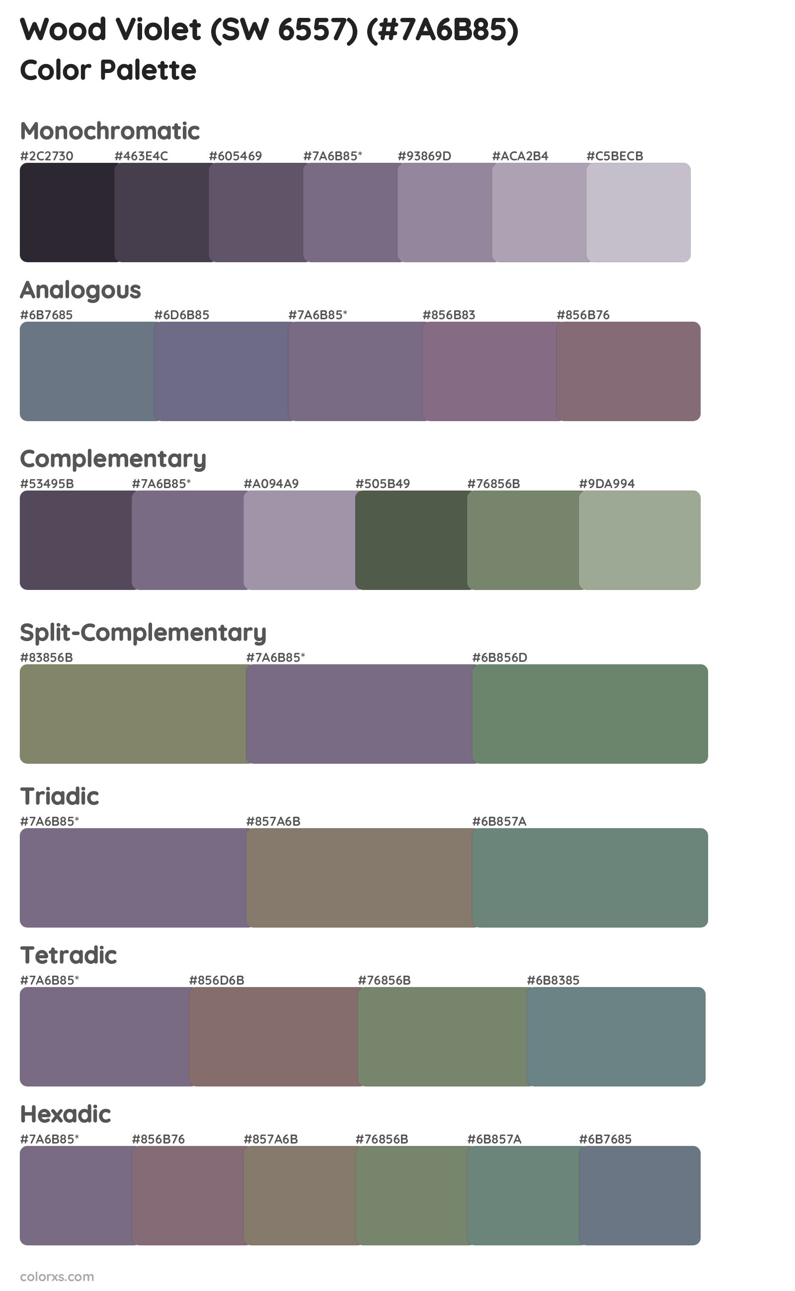 Wood Violet (SW 6557) Color Scheme Palettes