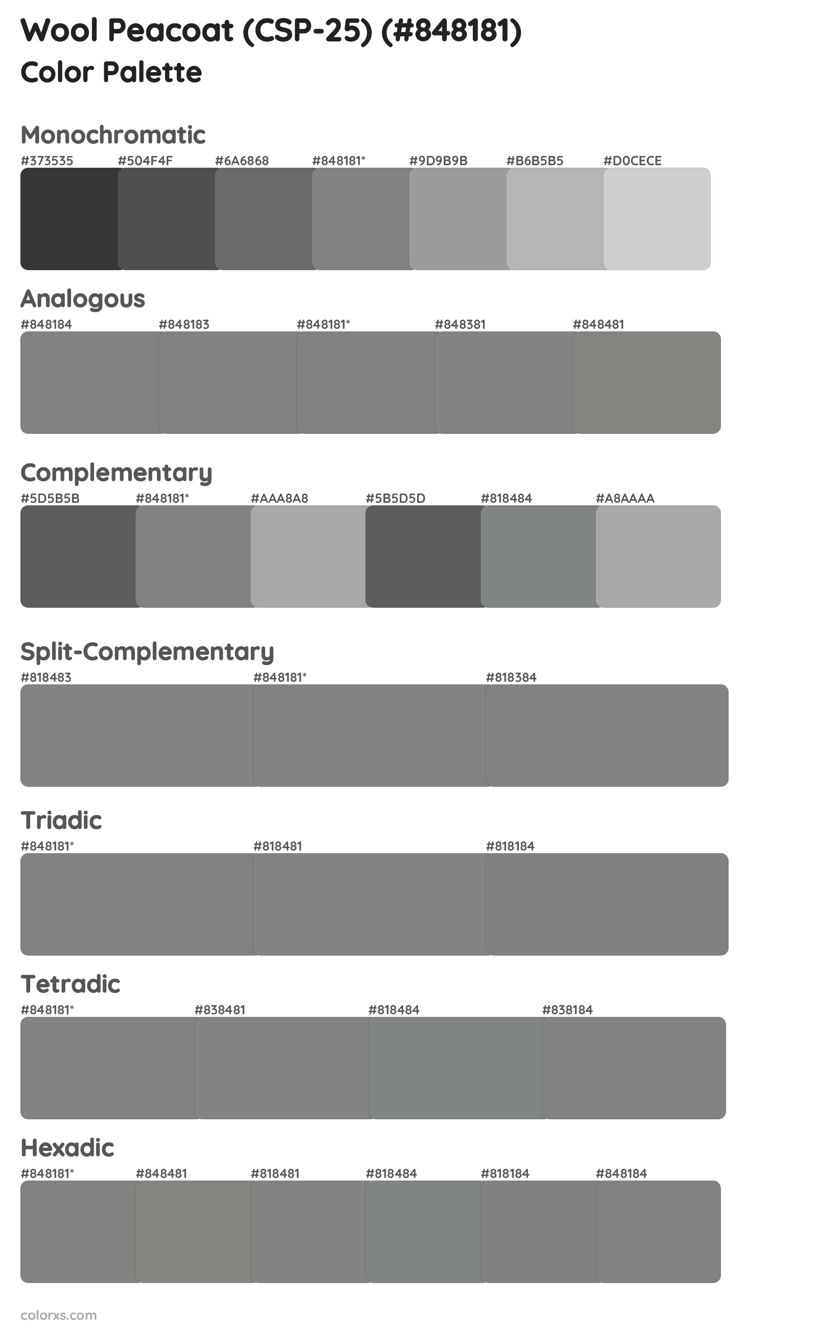 Wool Peacoat (CSP-25) Color Scheme Palettes