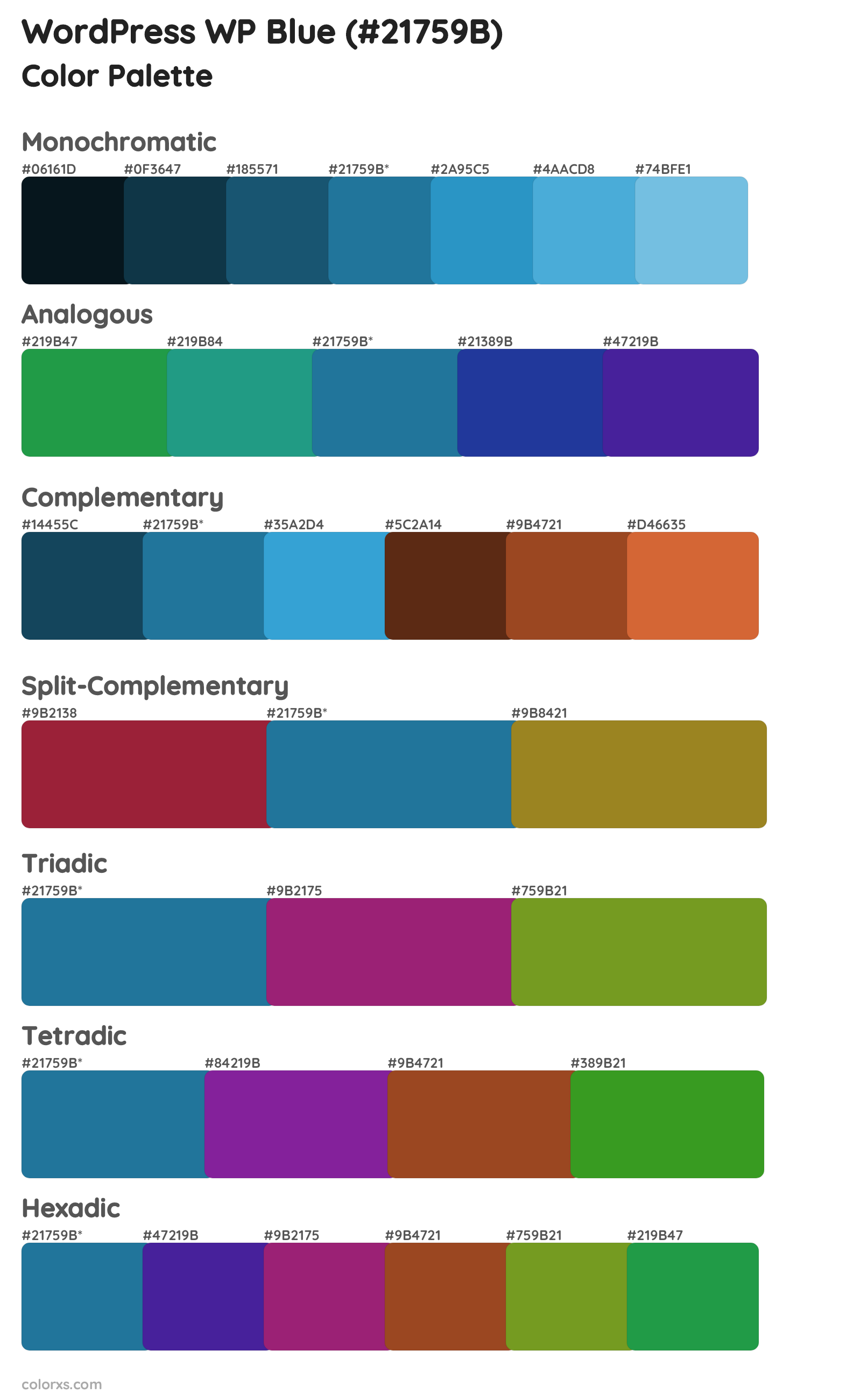 WordPress WP Blue Color Scheme Palettes