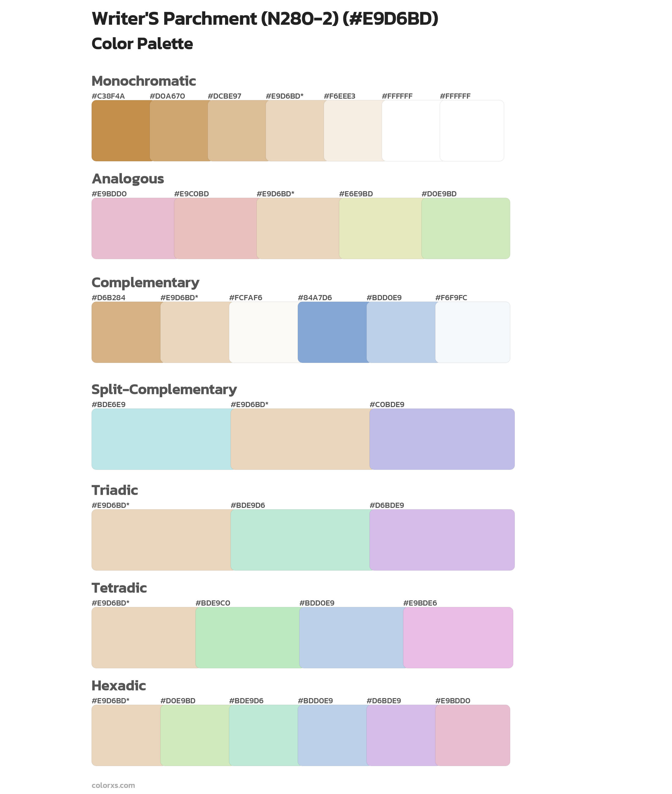 Writer'S Parchment (N280-2) Color Scheme Palettes