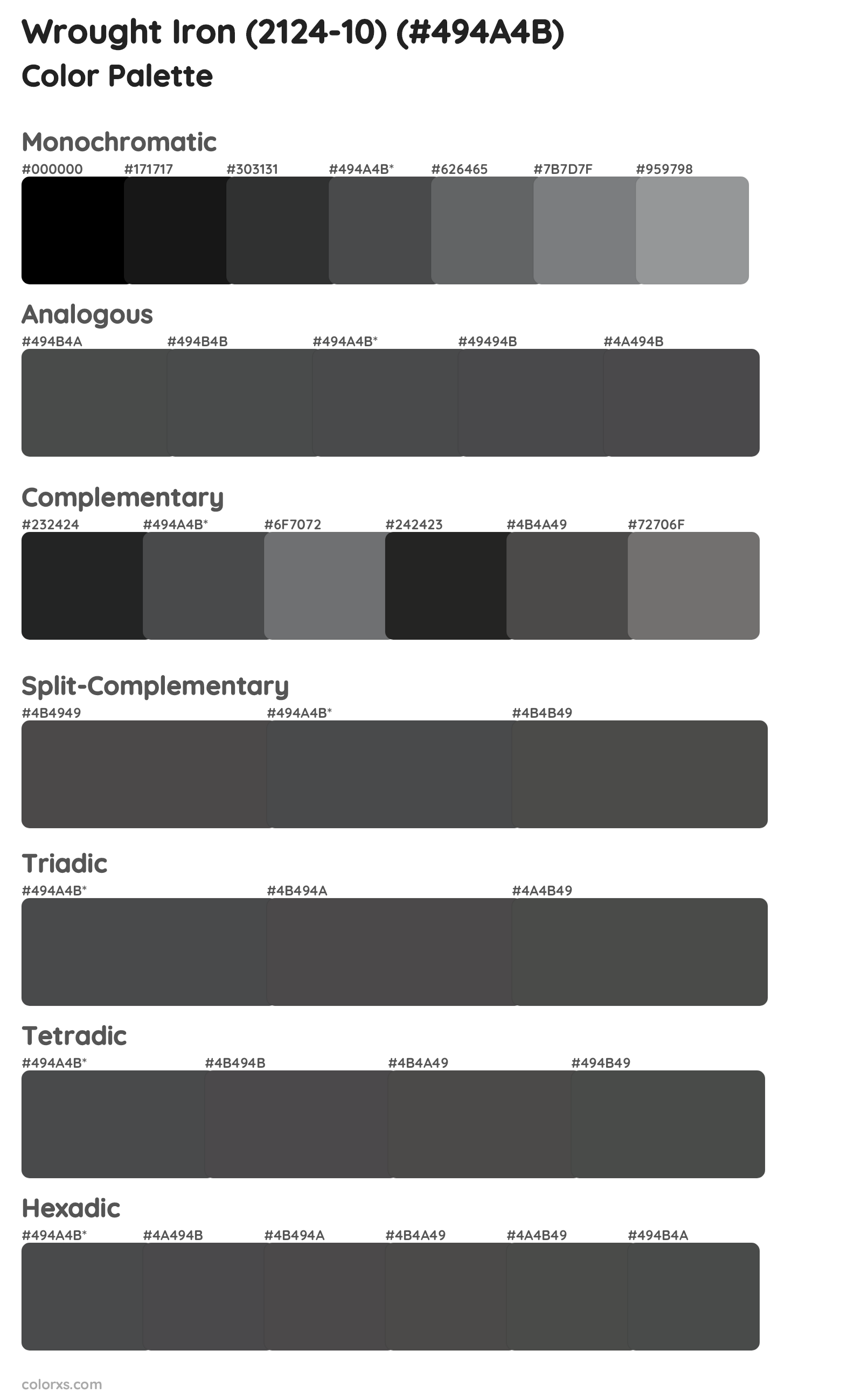 Wrought Iron (2124-10) Color Scheme Palettes