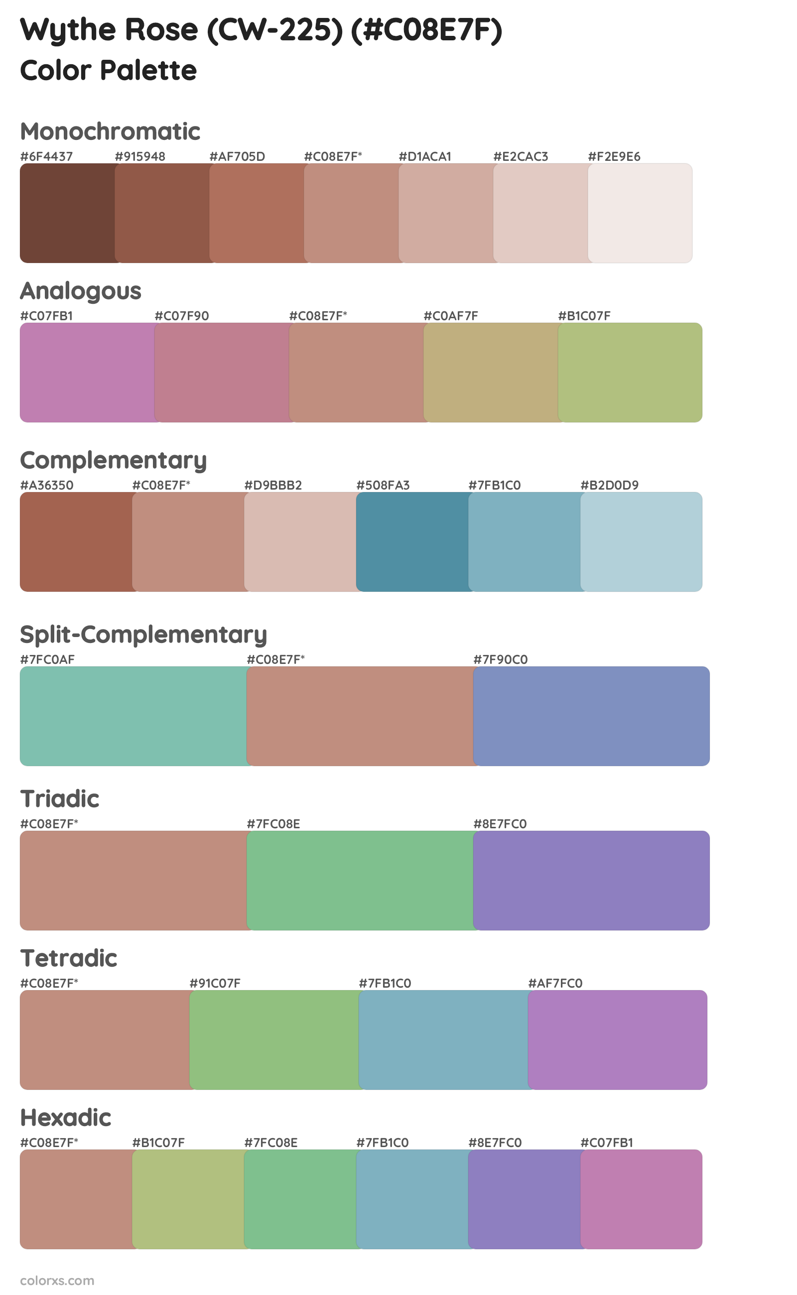 Wythe Rose (CW-225) Color Scheme Palettes