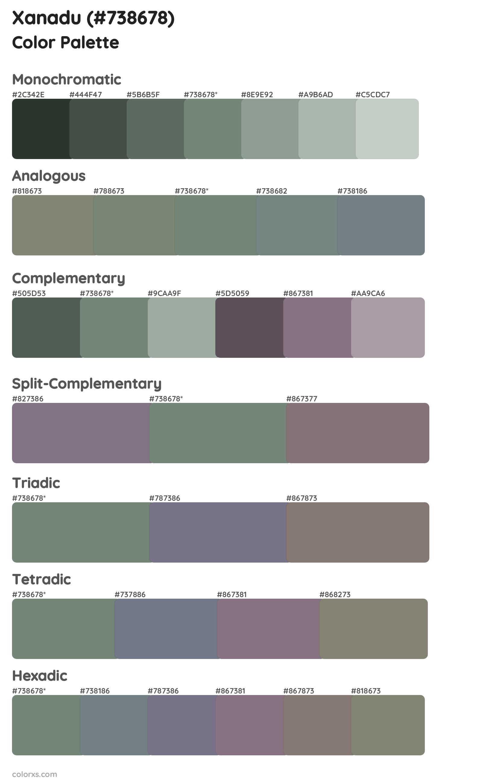 Xanadu Color Scheme Palettes