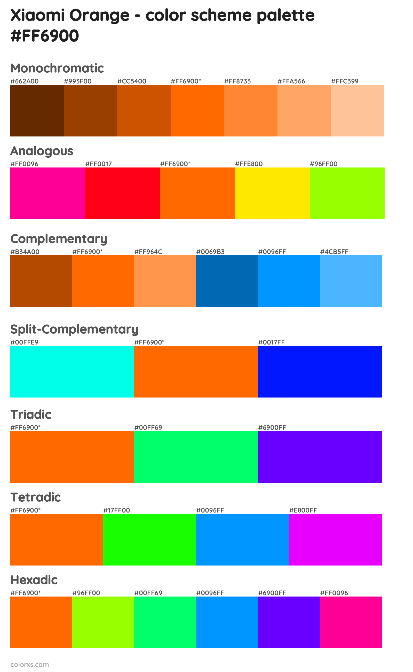 Xiaomi Orange Color Scheme Palettes