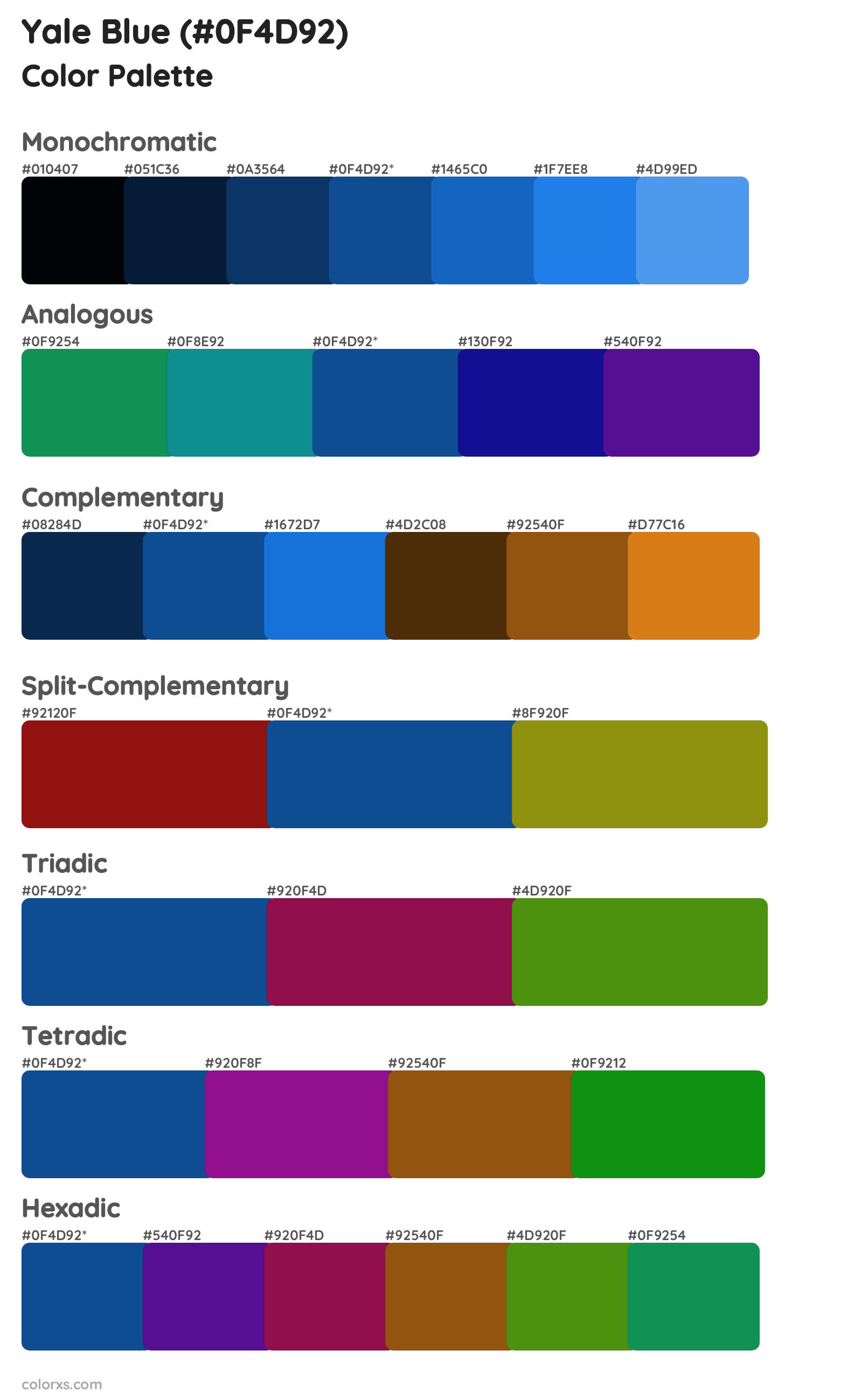 Yale Blue Color Scheme Palettes
