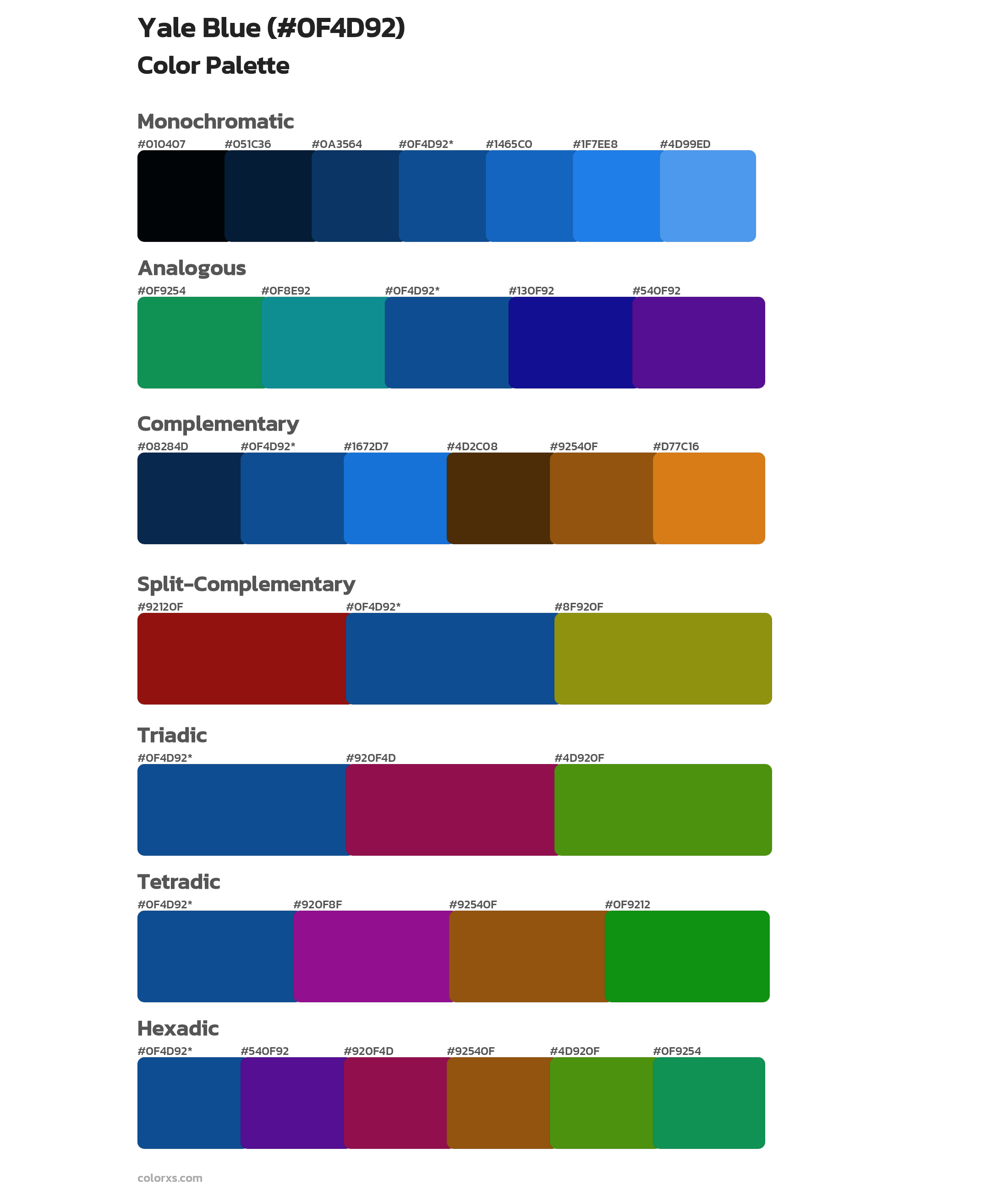 Yale Blue color palettes