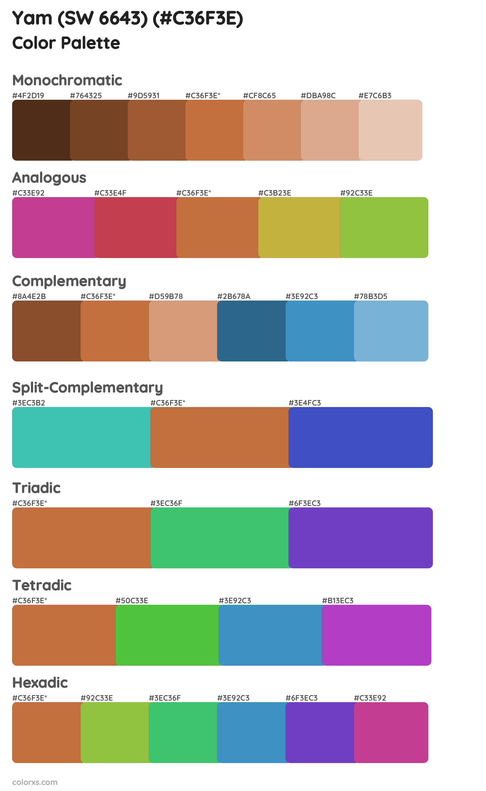 Yam (SW 6643) Color Scheme Palettes