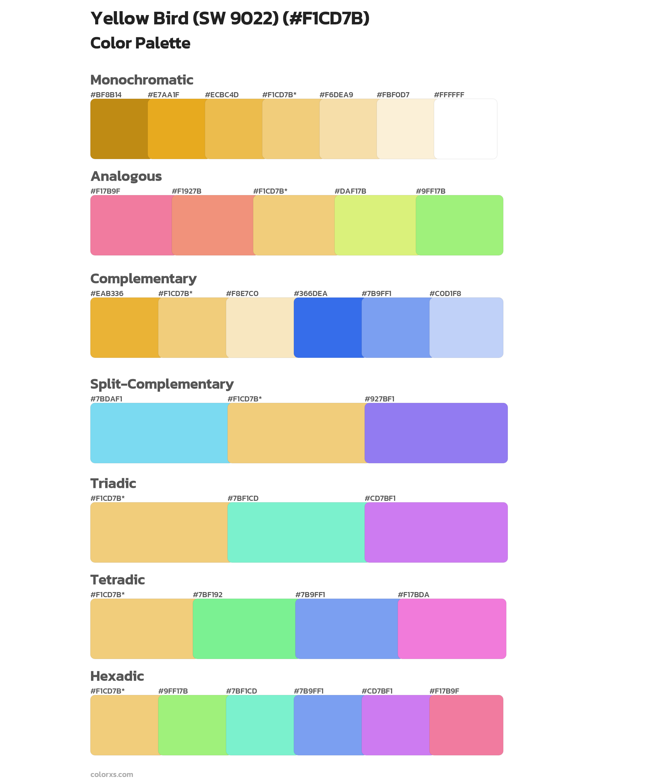 Yellow Bird (SW 9022) Color Scheme Palettes