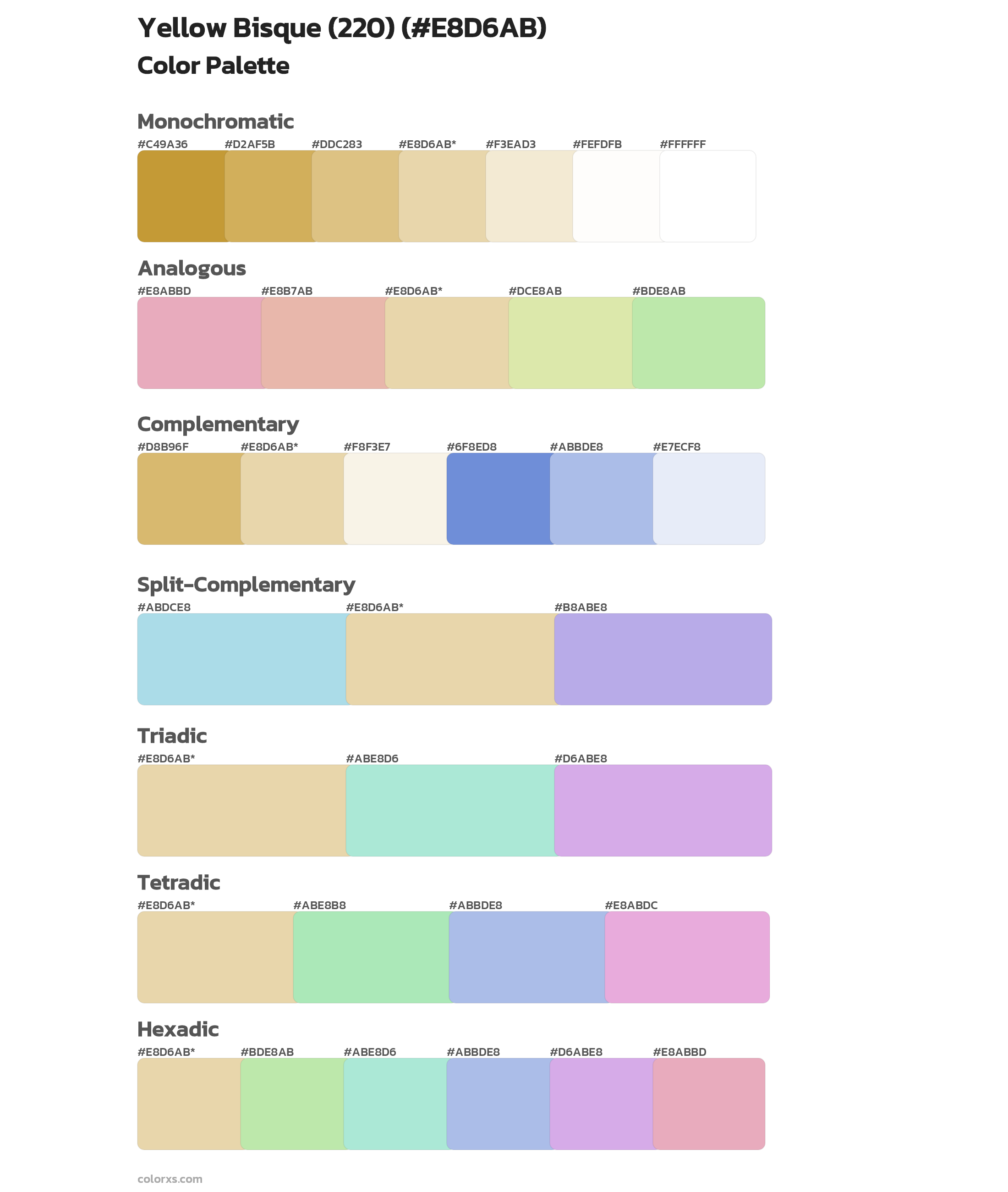Yellow Bisque (220) Color Scheme Palettes