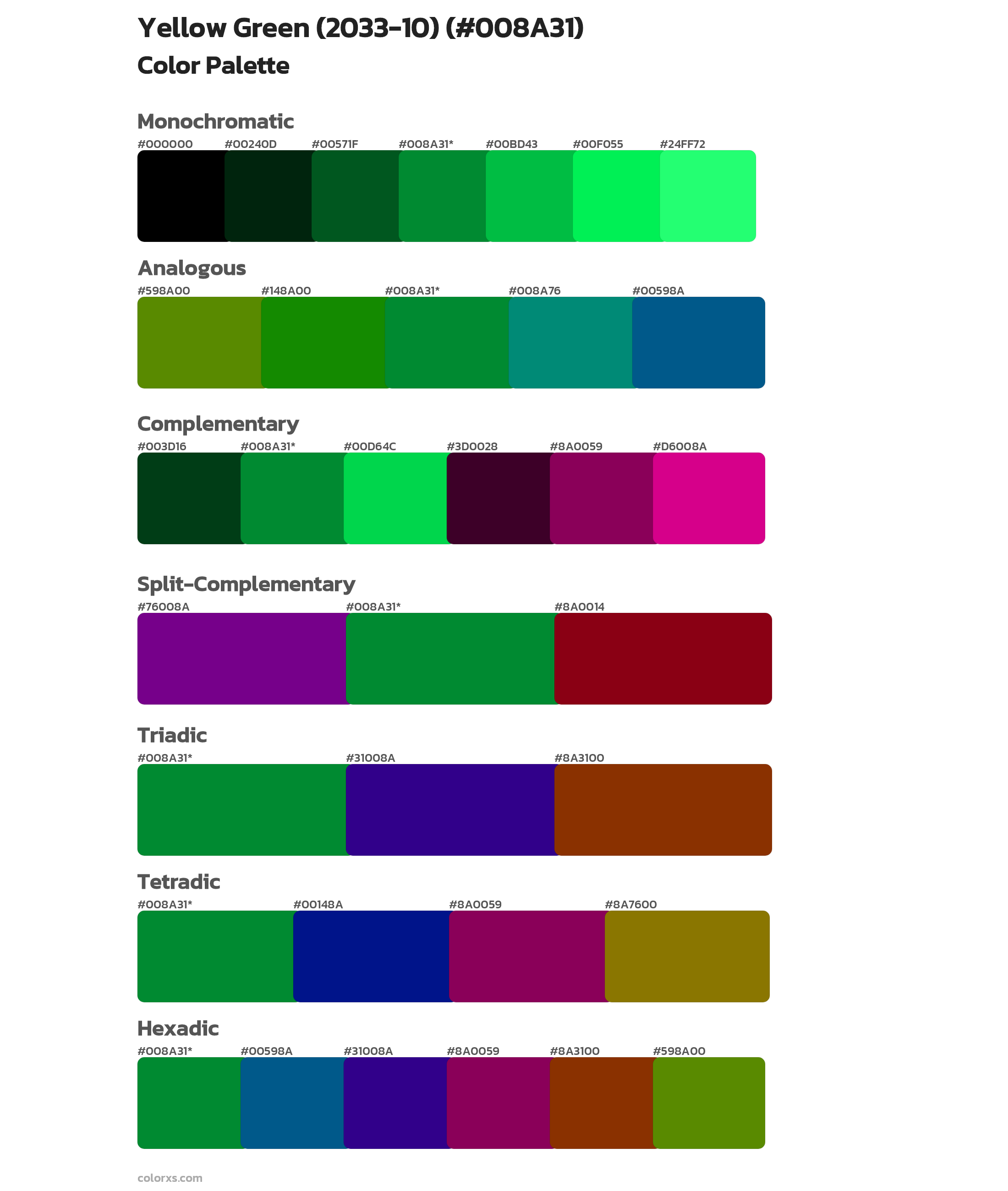 Yellow Green (2033-10) Color Scheme Palettes