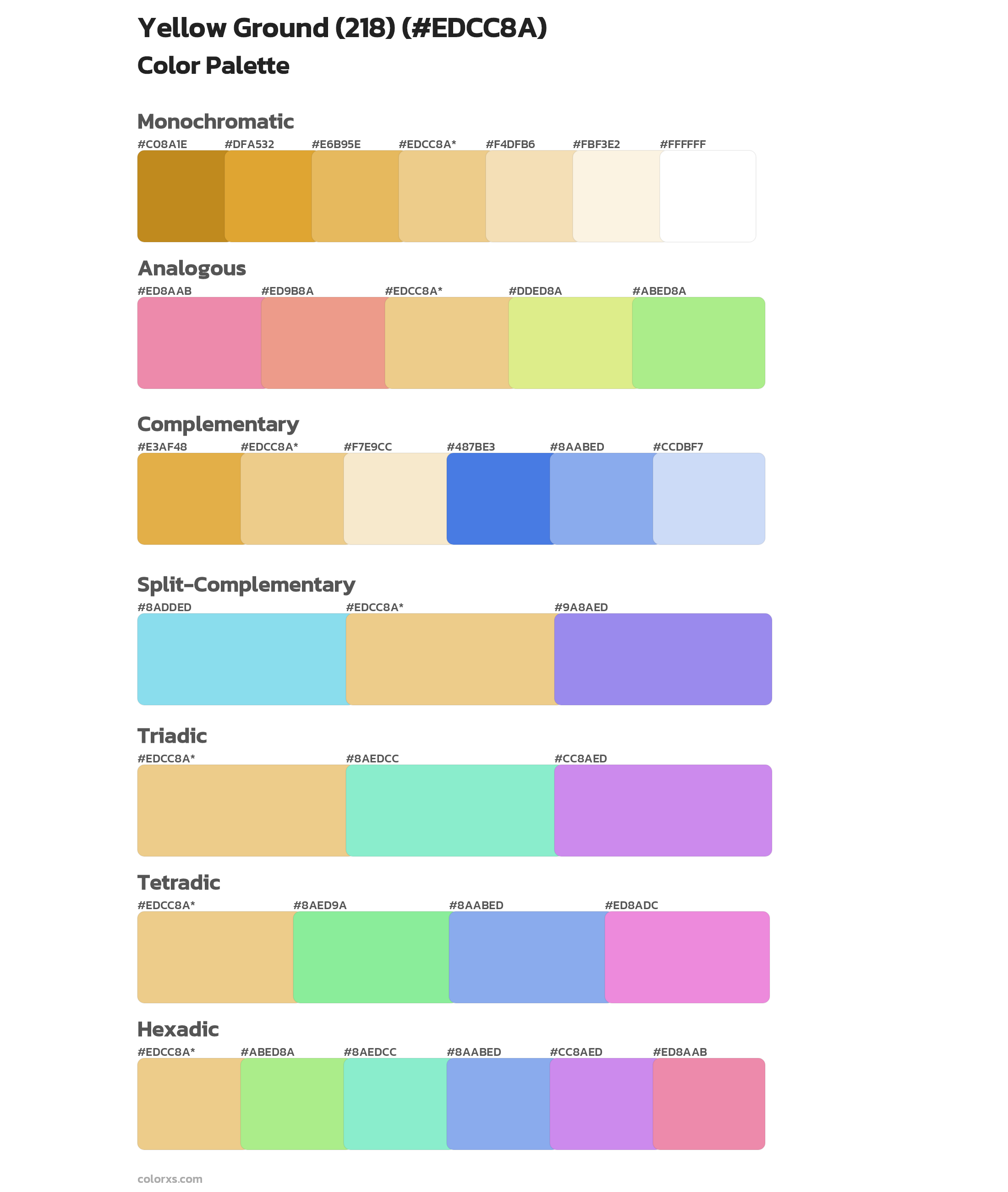 Yellow Ground (218) Color Scheme Palettes
