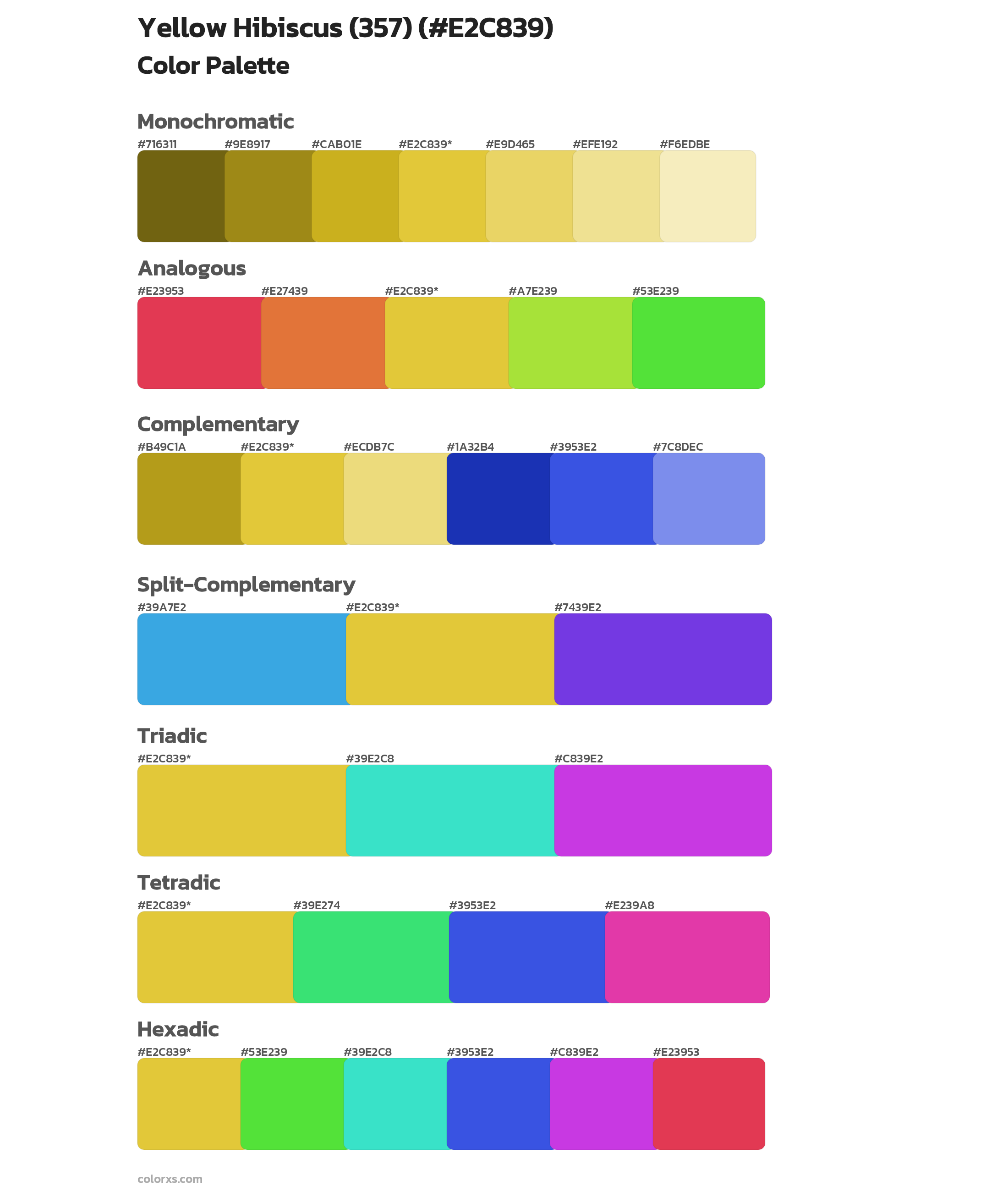 Yellow Hibiscus (357) Color Scheme Palettes