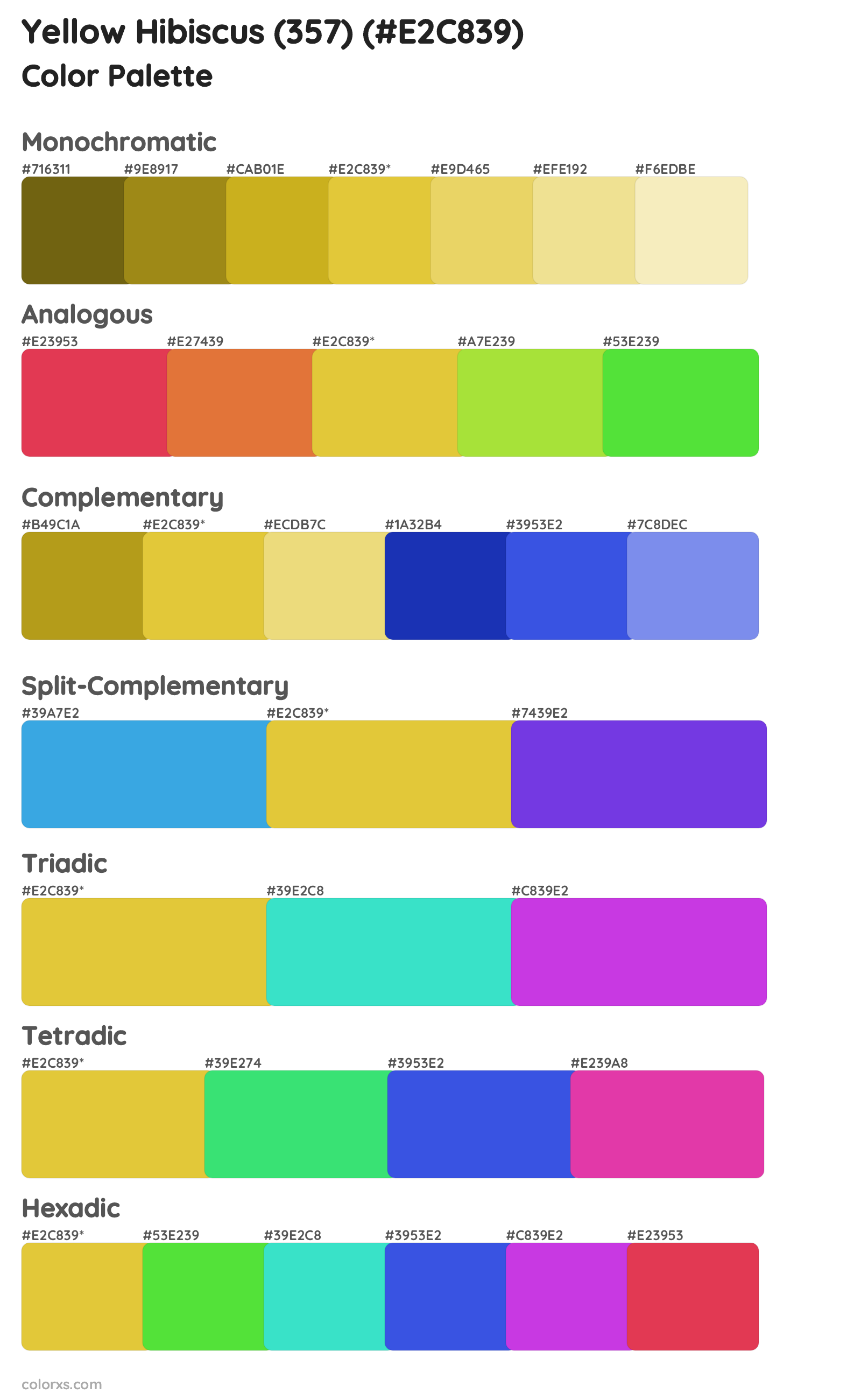 Yellow Hibiscus (357) Color Scheme Palettes