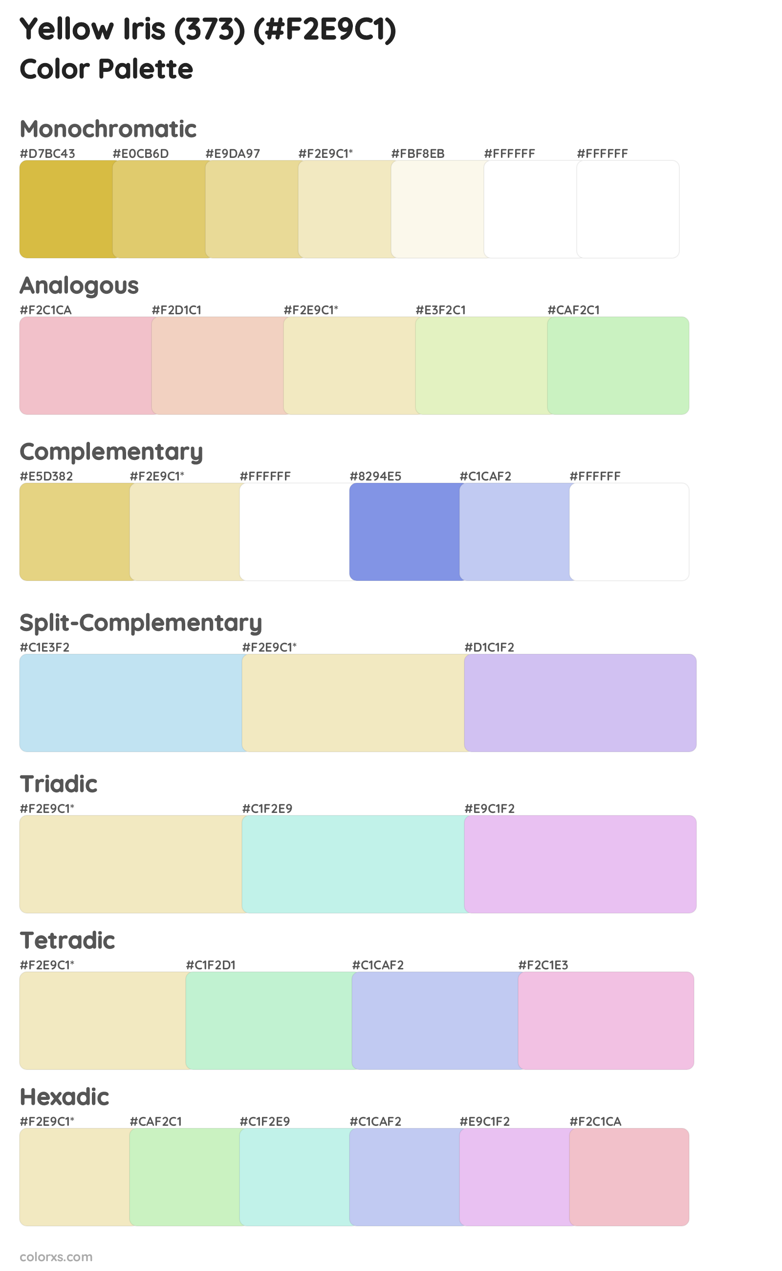 Yellow Iris (373) Color Scheme Palettes