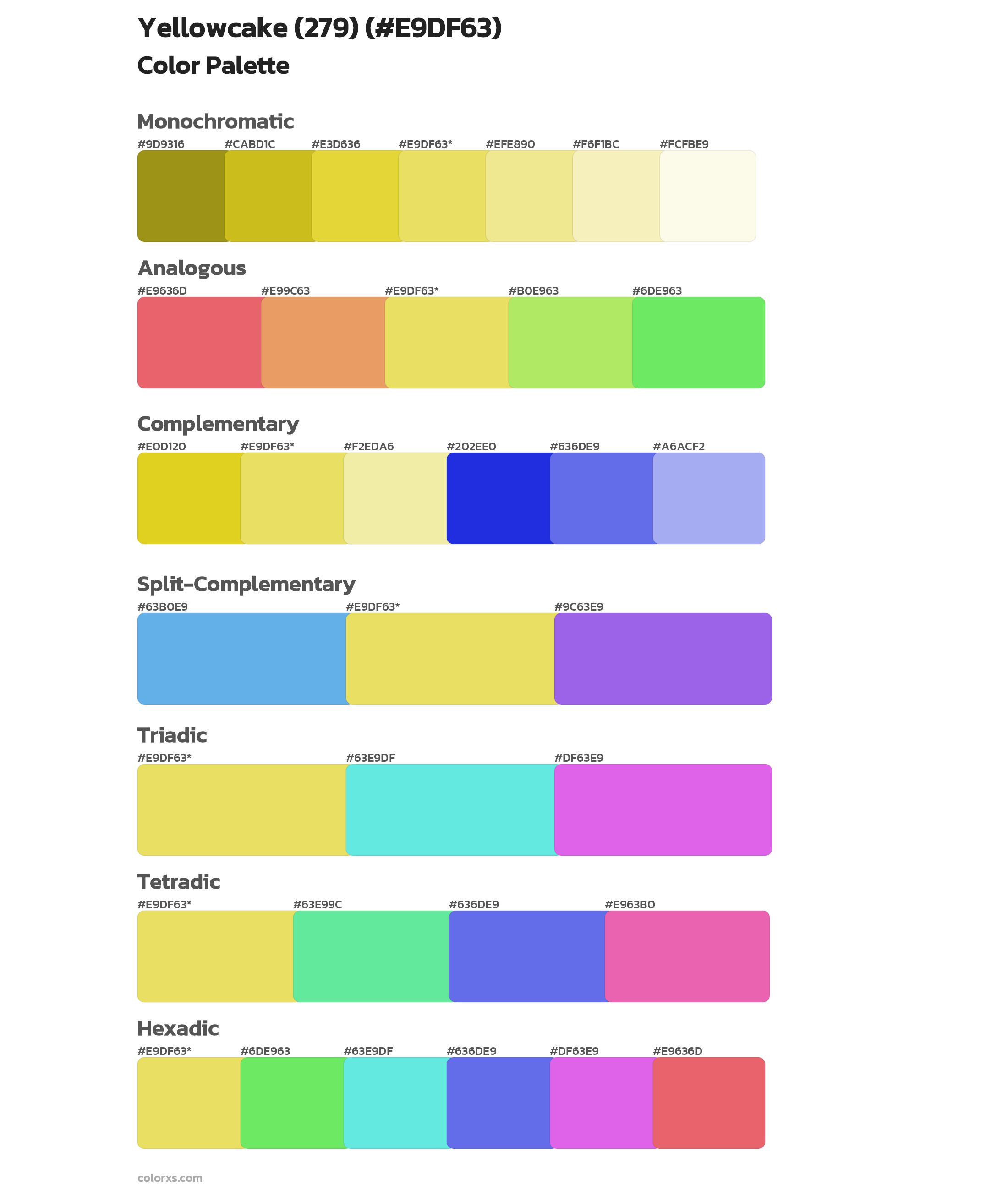 Yellowcake (279) Color Scheme Palettes