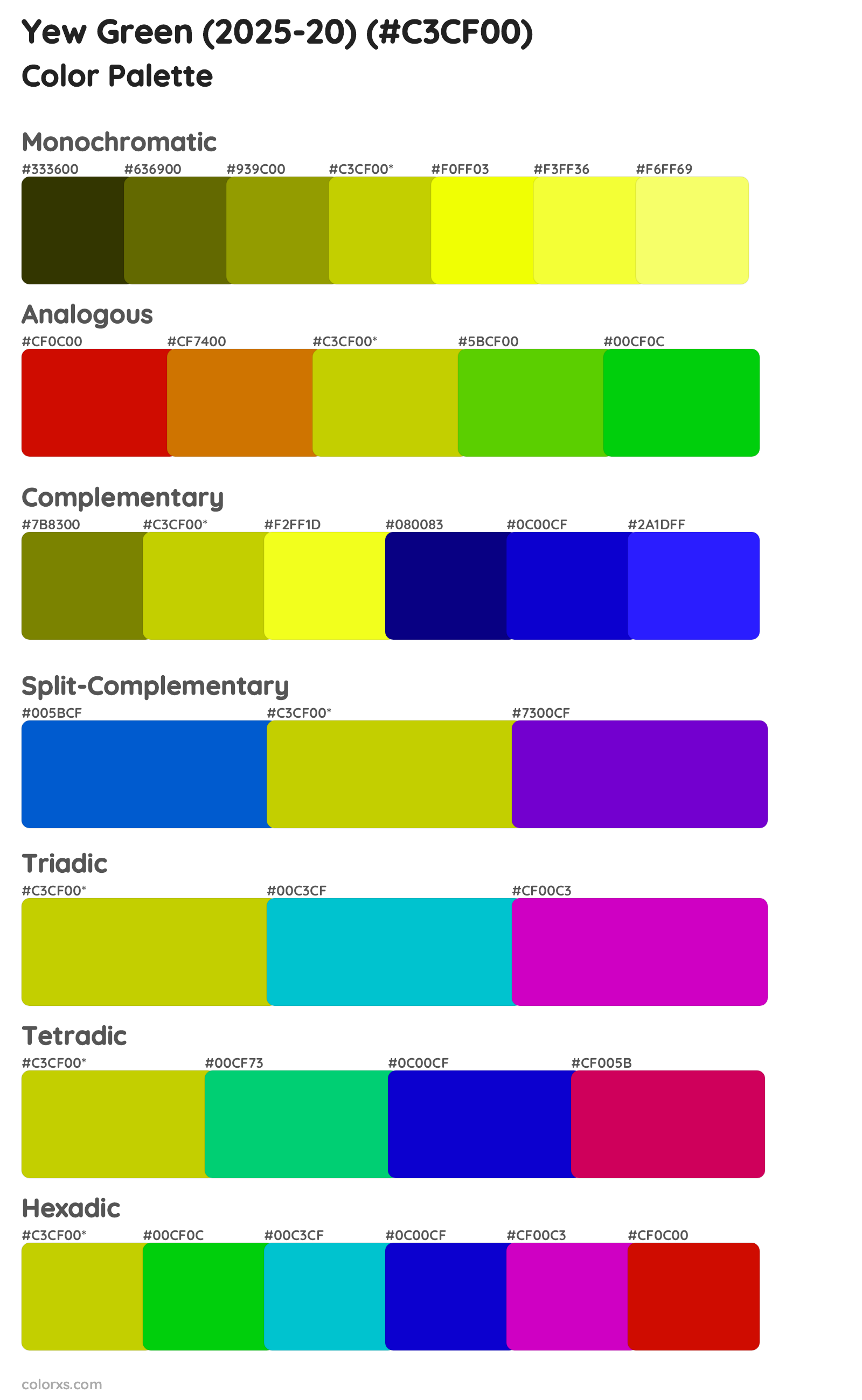 Yew Green (2025-20) Color Scheme Palettes