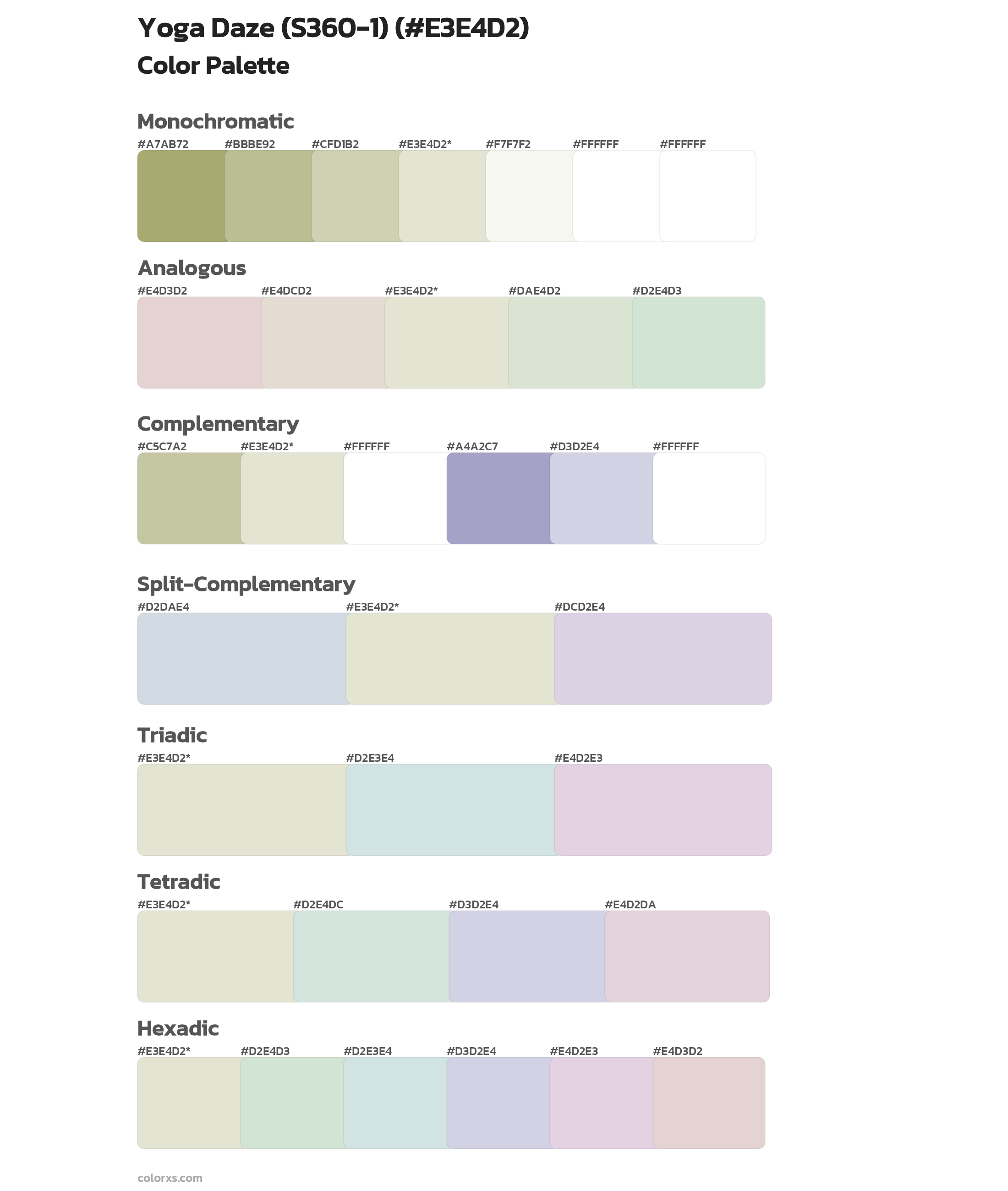 Yoga Daze (S360-1) Color Scheme Palettes