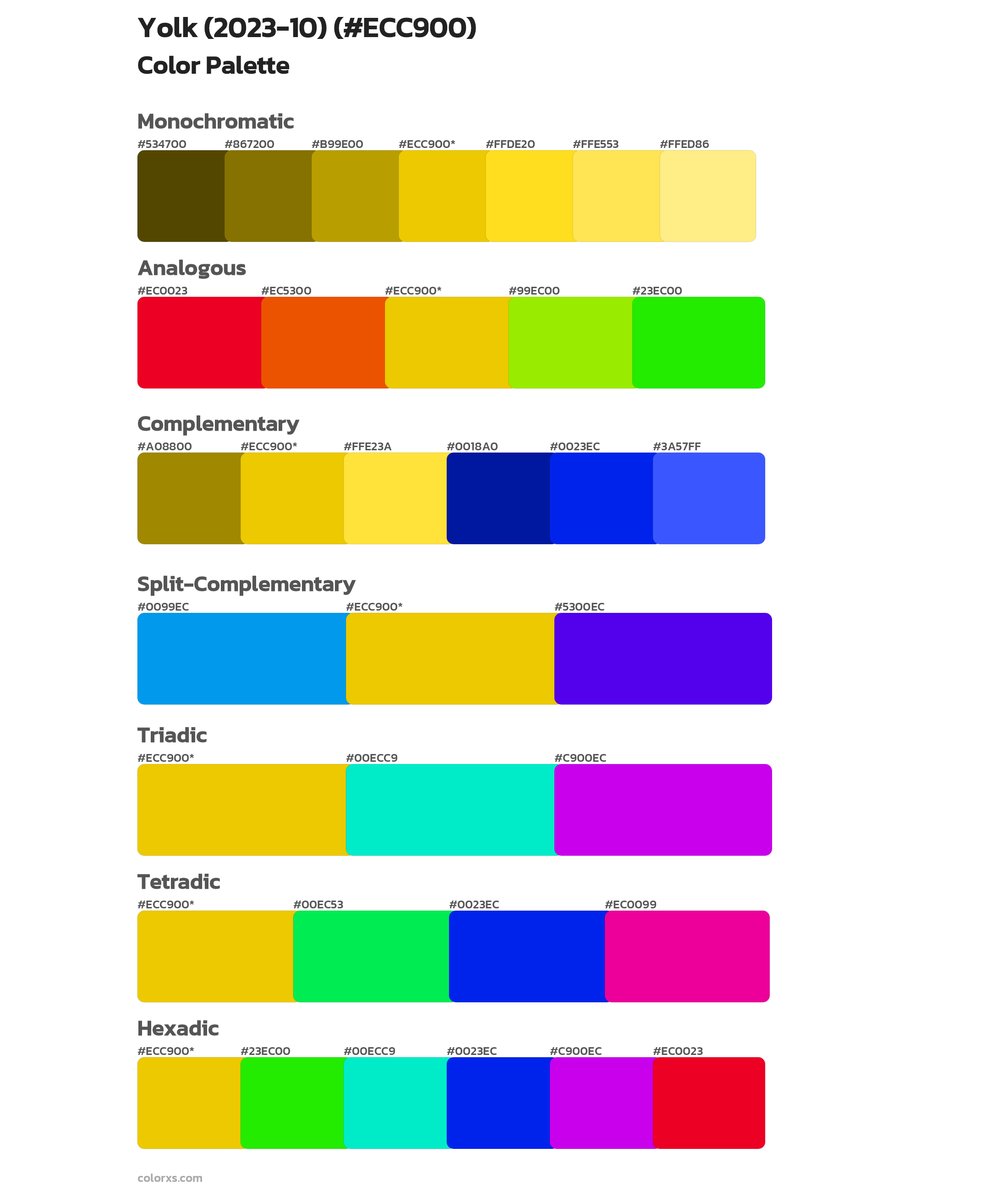 Yolk (2023-10) Color Scheme Palettes