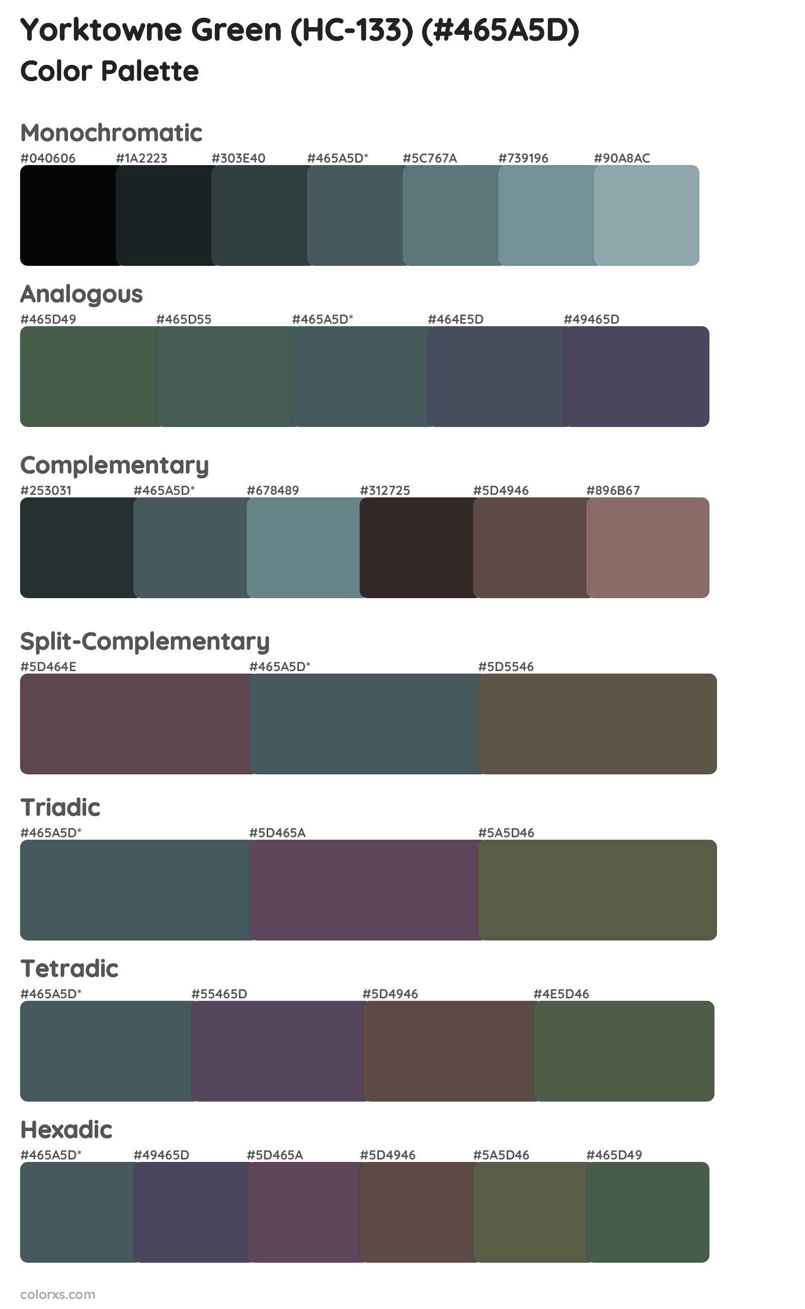Yorktowne Green (HC-133) Color Scheme Palettes