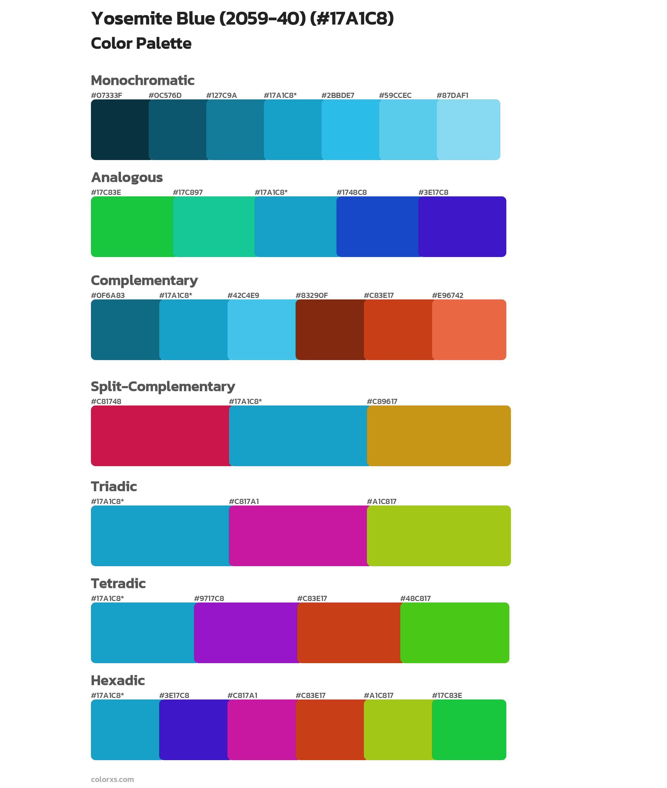 Yosemite Blue (2059-40) Color Scheme Palettes