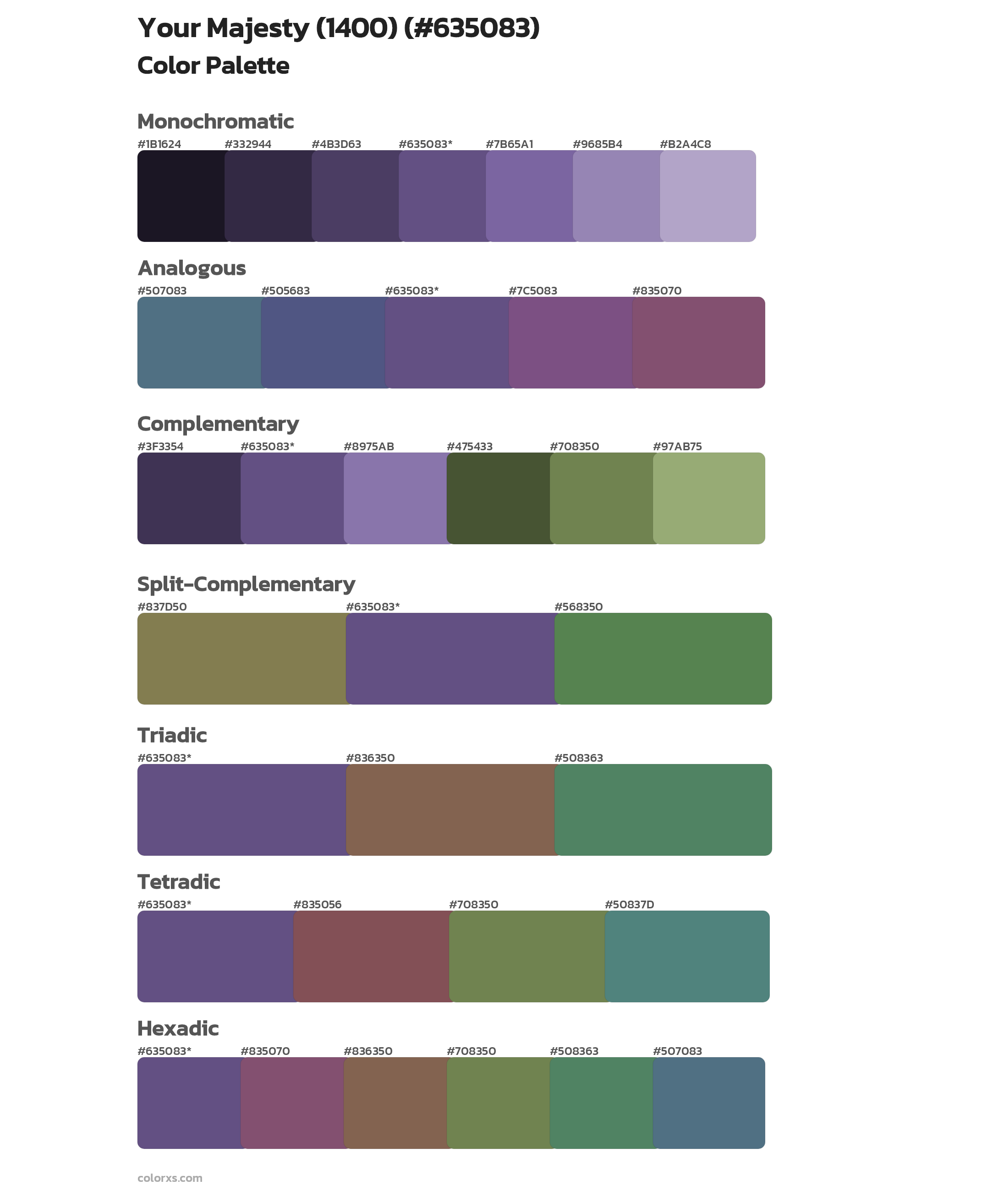 Your Majesty (1400) Color Scheme Palettes