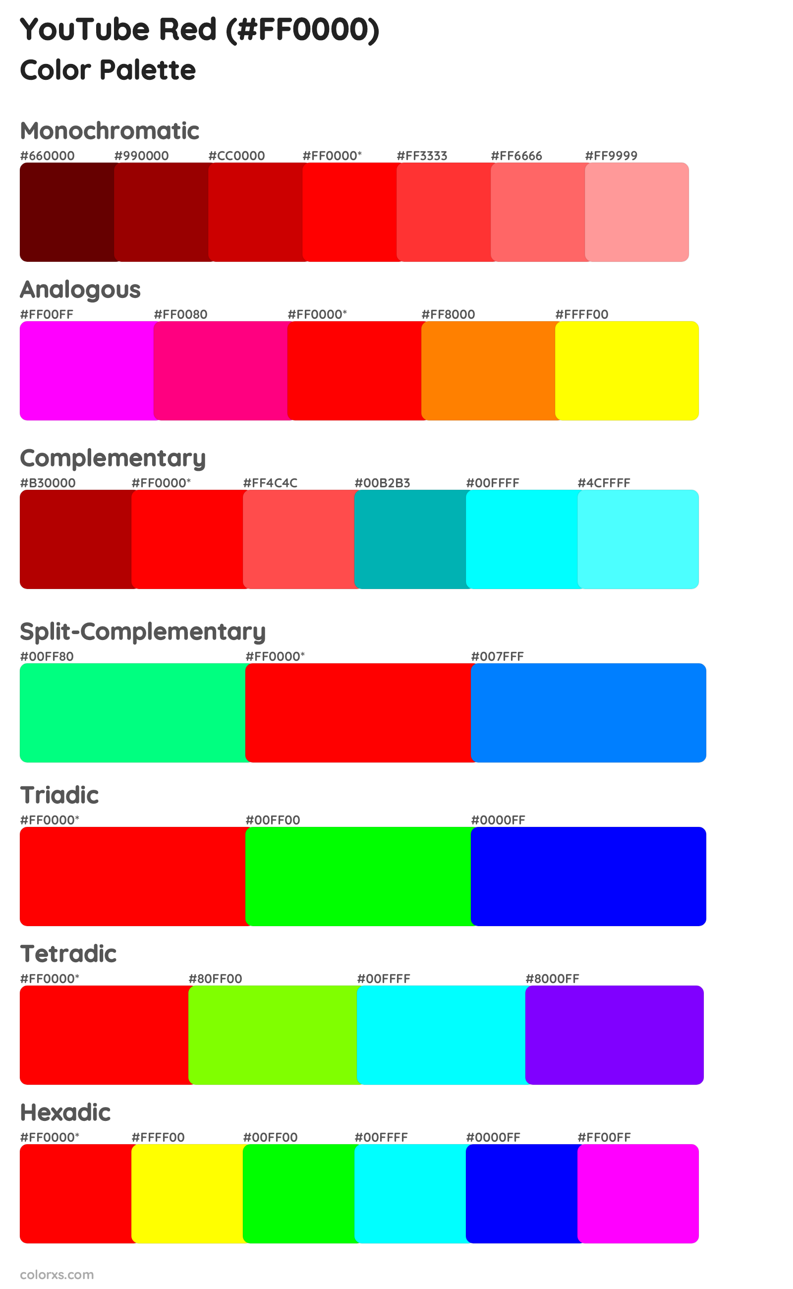 YouTube Red Color Scheme Palettes